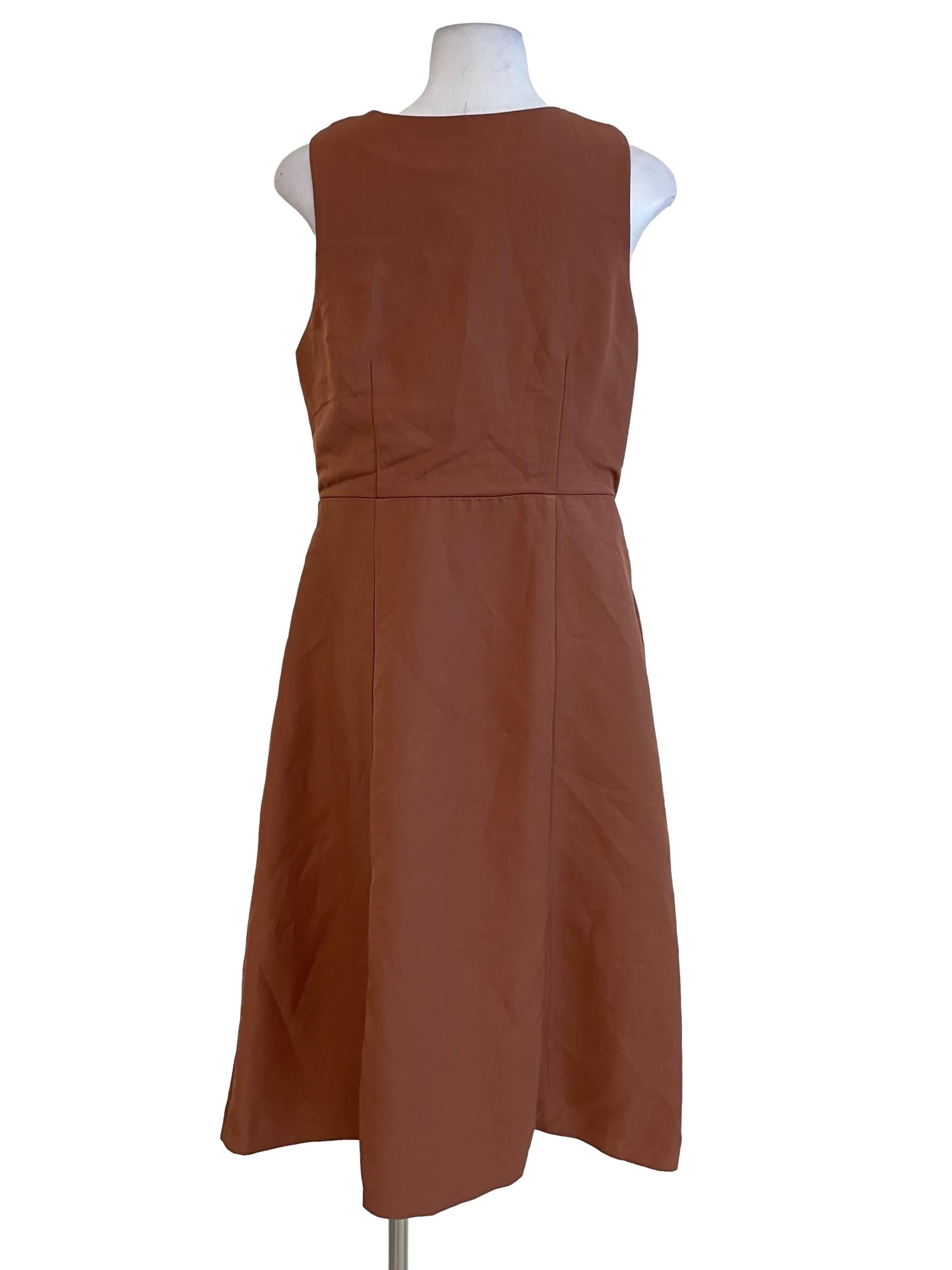 Dark Cantaloupe Button A-Line Dress