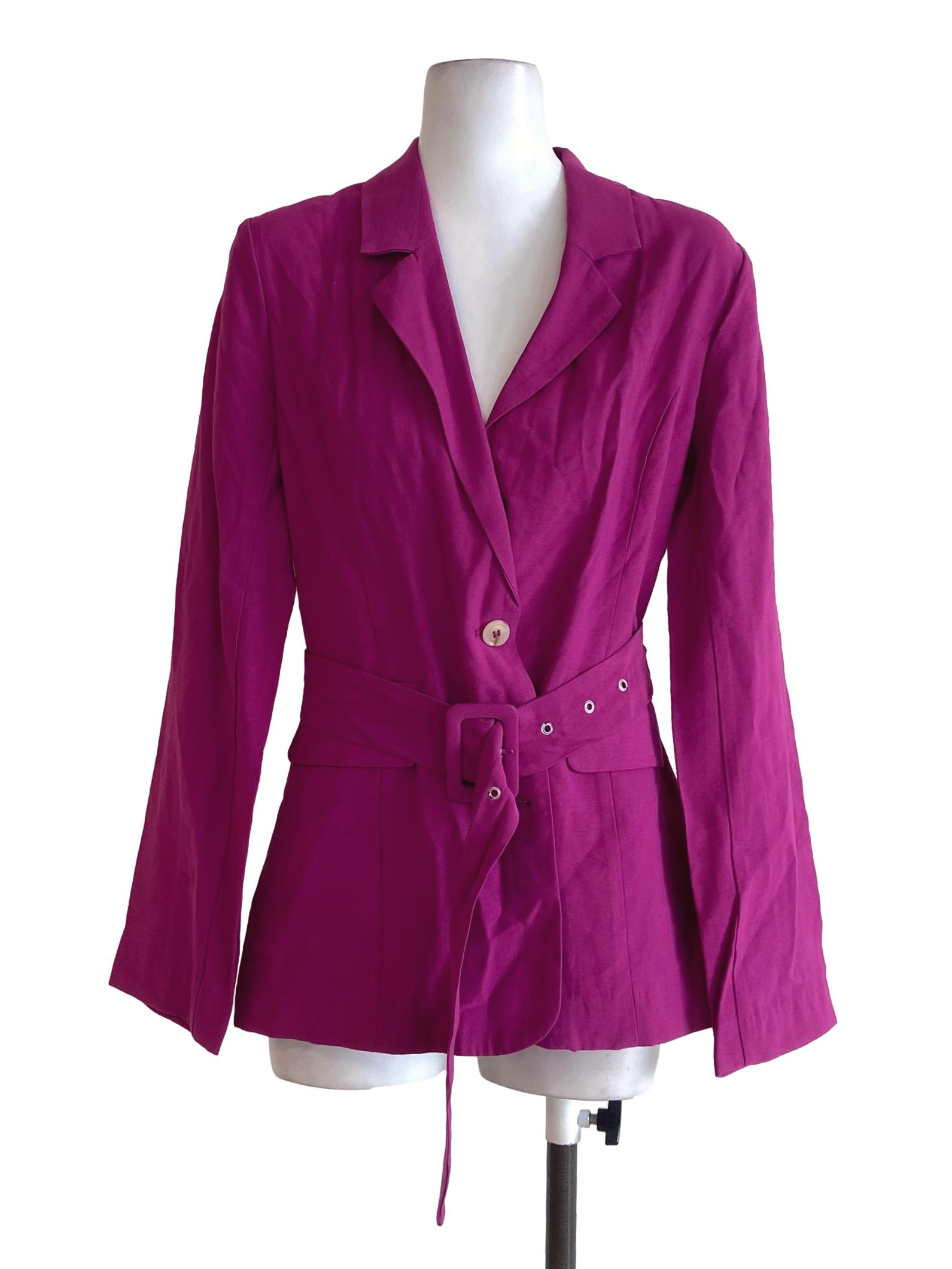 Magenta Purple Wing Collar Single Breasted Blazer