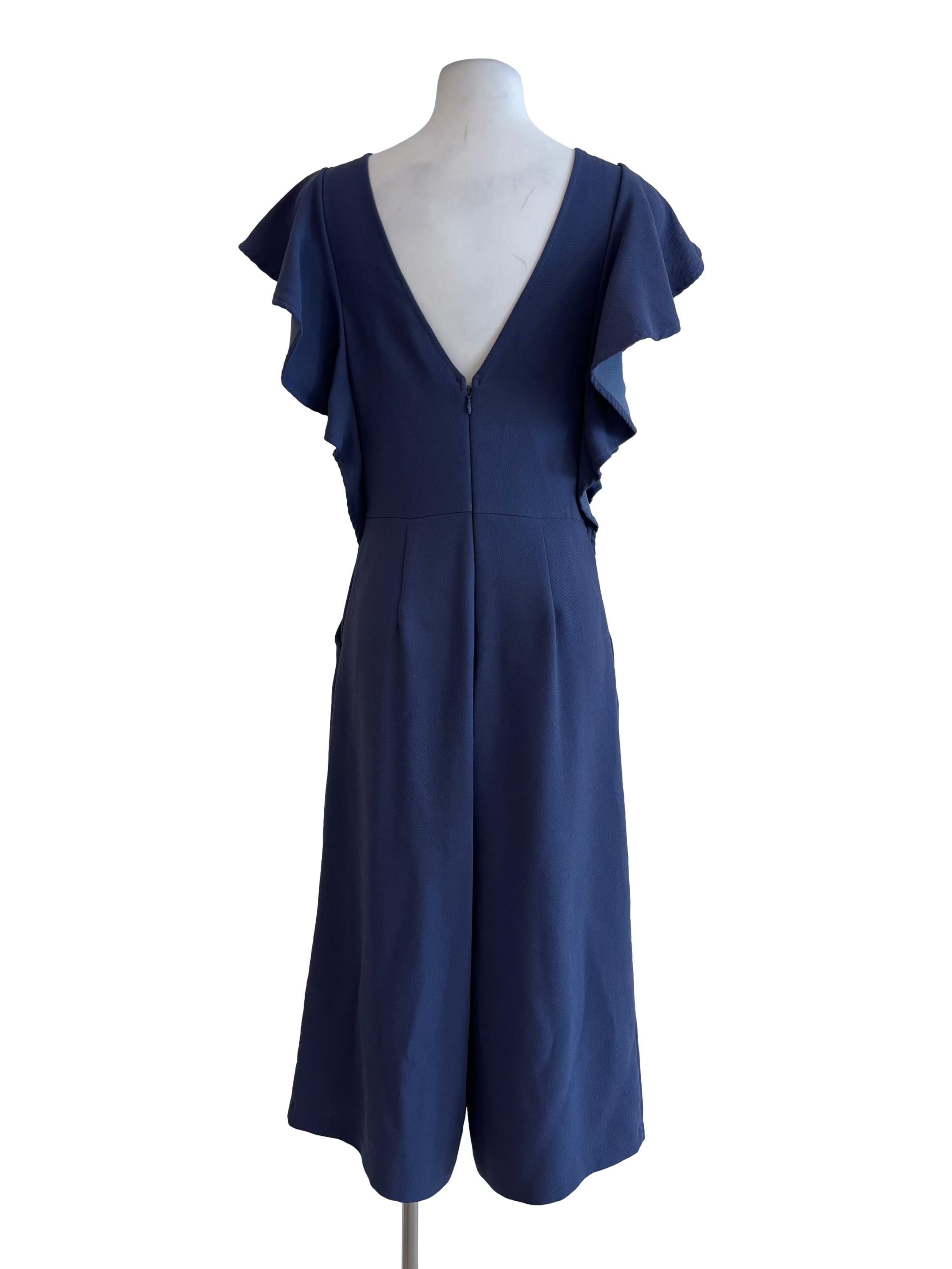 Lapis Blue Ruffle Sleeve Jumpsuit