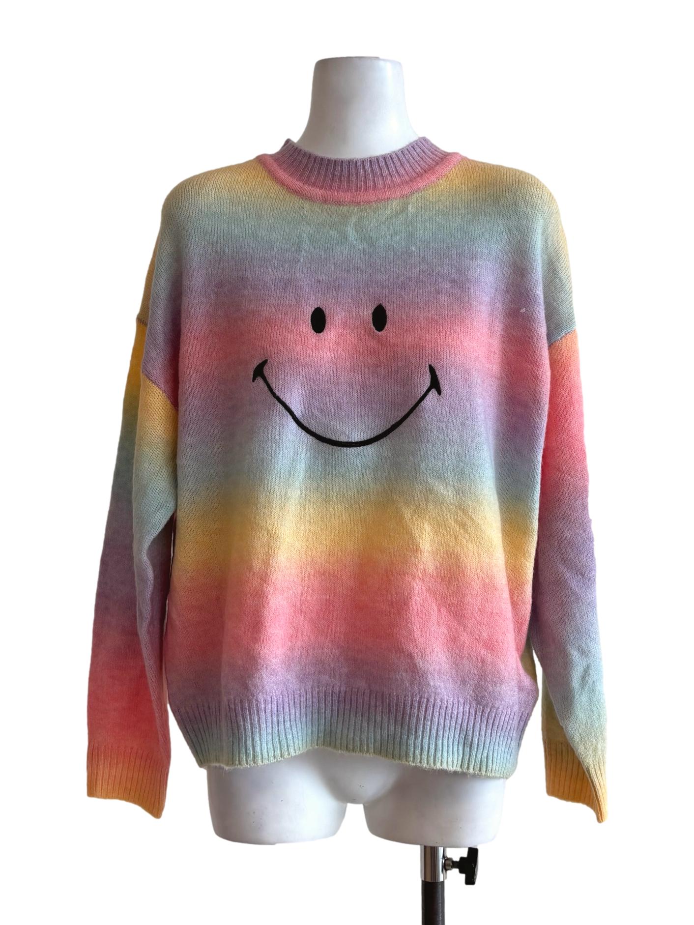 Rainbow Ombre Smiley Sweater