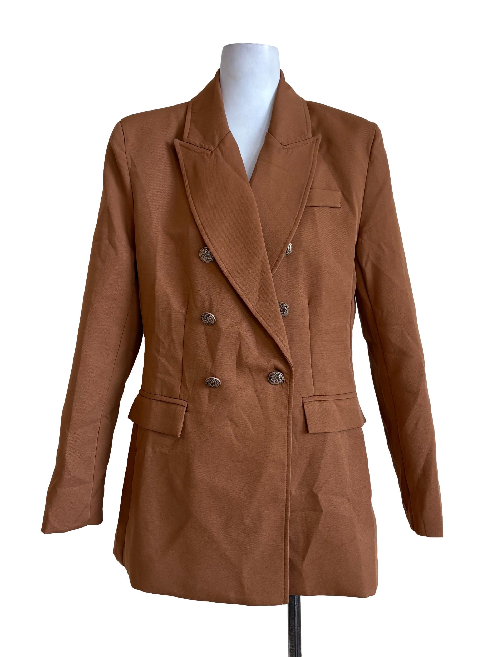 Tawny Brown Double Breasted Blazer