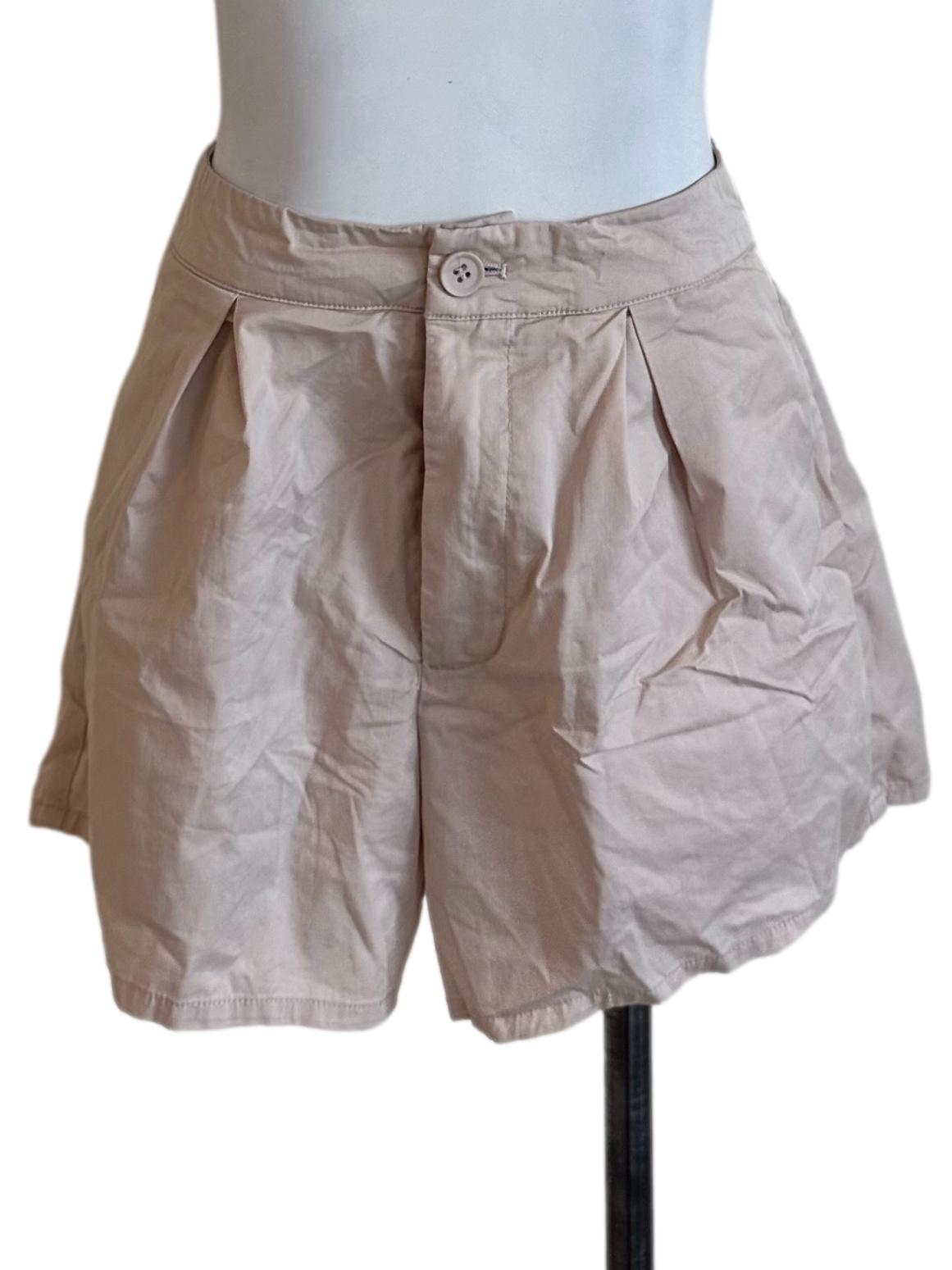 Light Beige Button Casual Shorts