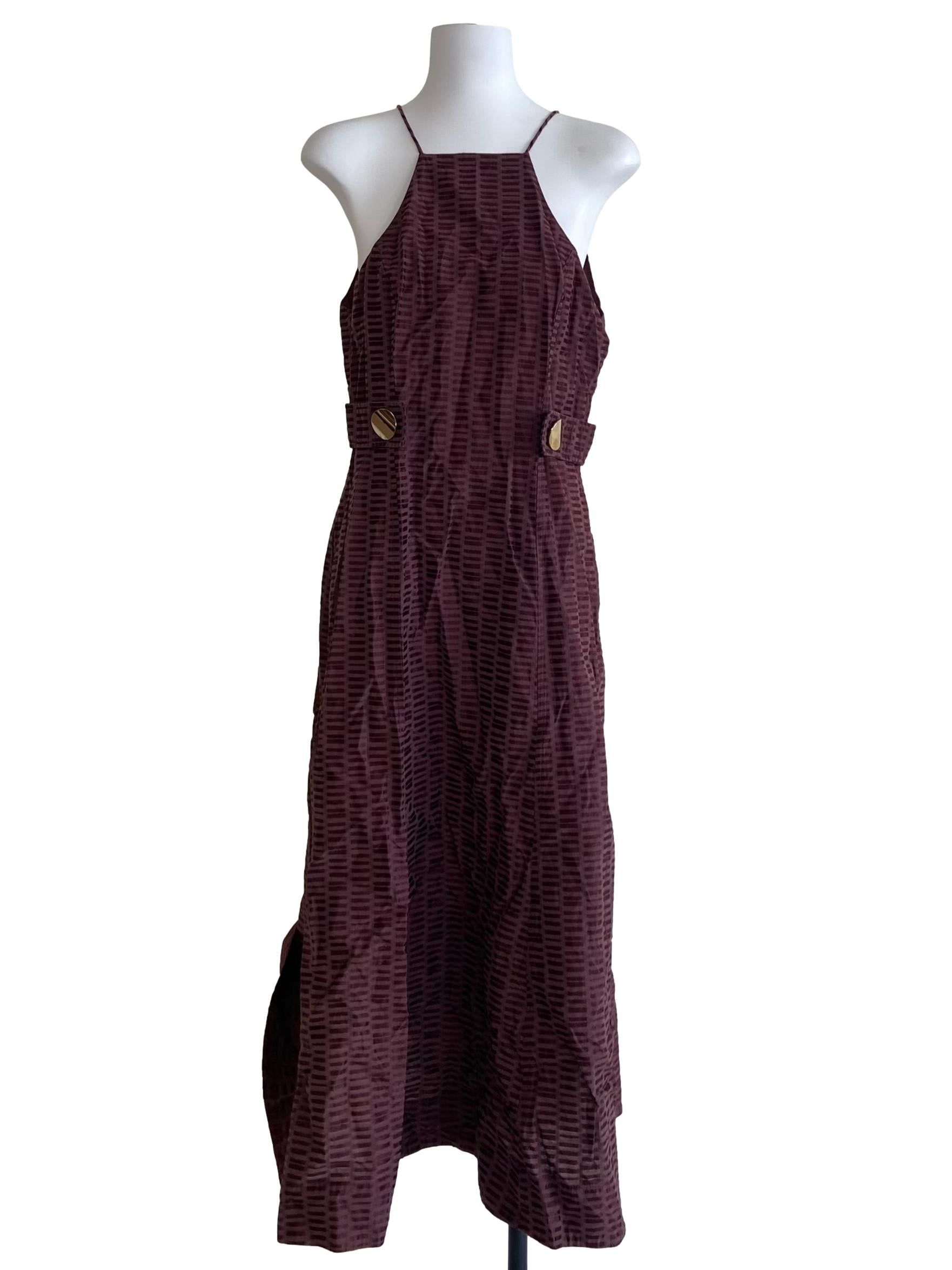Cinnamon Brown Spaghetti Straps A-Line Dress