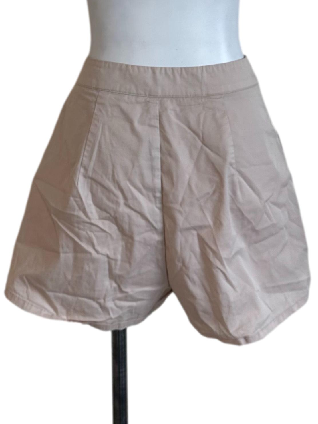 Light Beige Button Casual Shorts