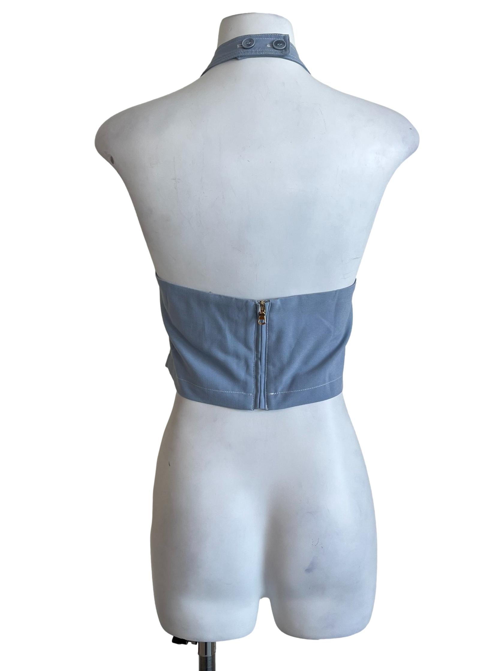 Stone Blue Halter Crop Top