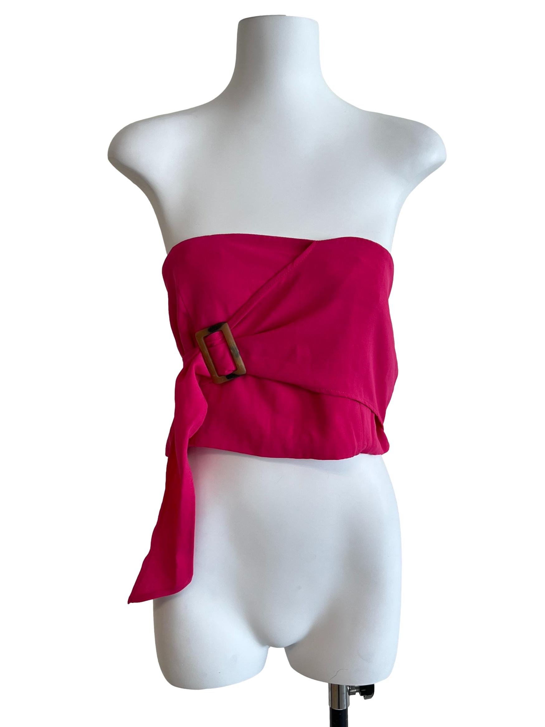 Hot Pink Strapless Wrap Top