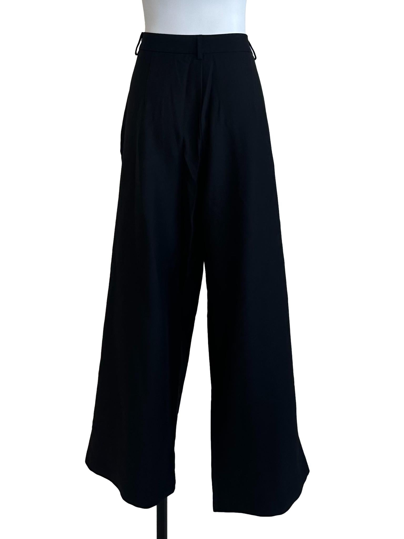 Raven Black Wide Leg Long Pants