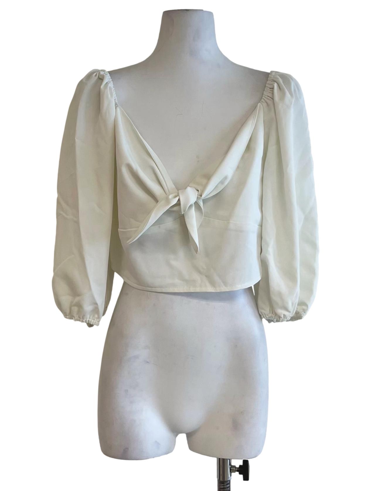 White V-Neckline Blouse