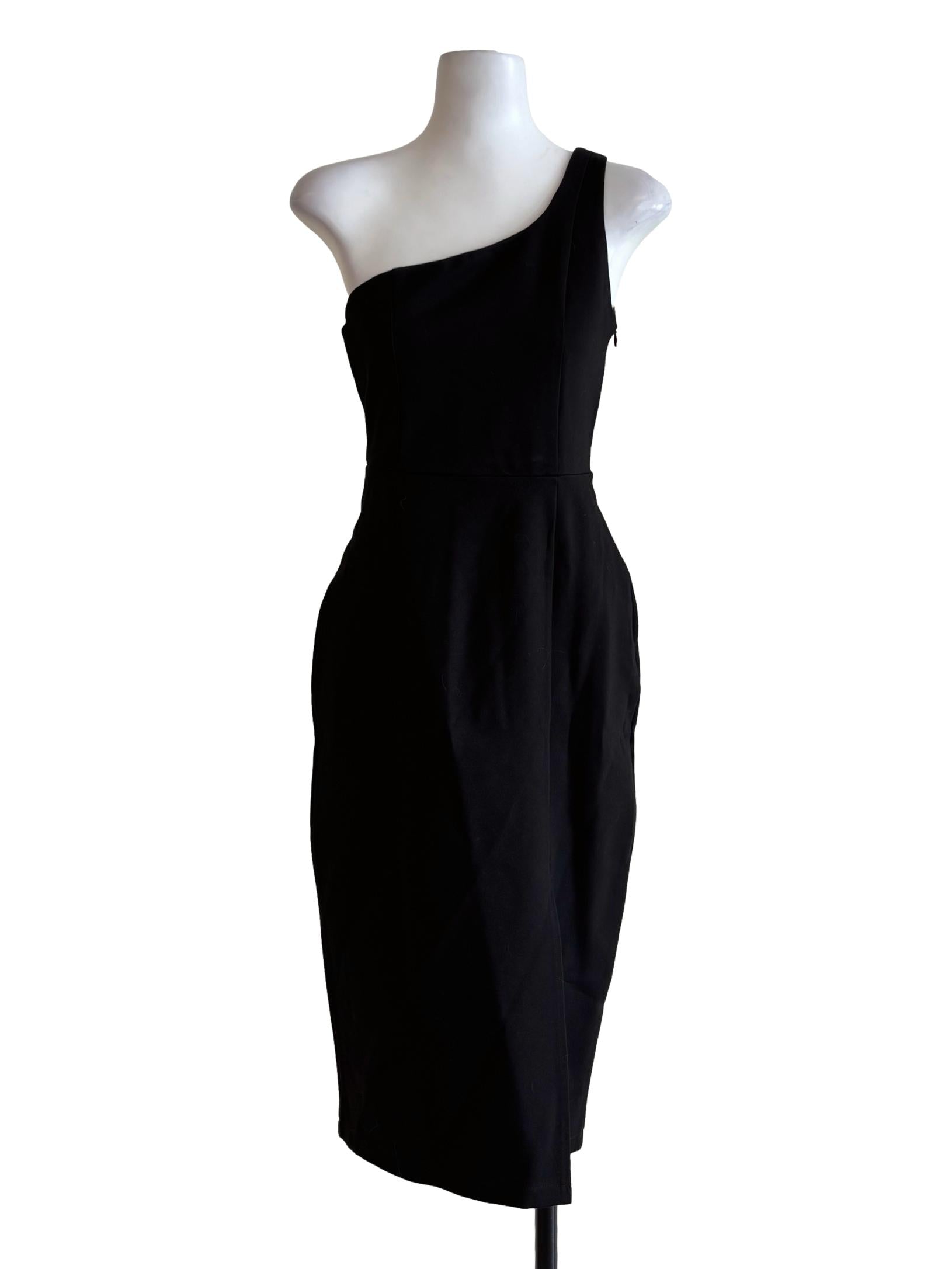 Night Black One Shoulder Pencil Dress