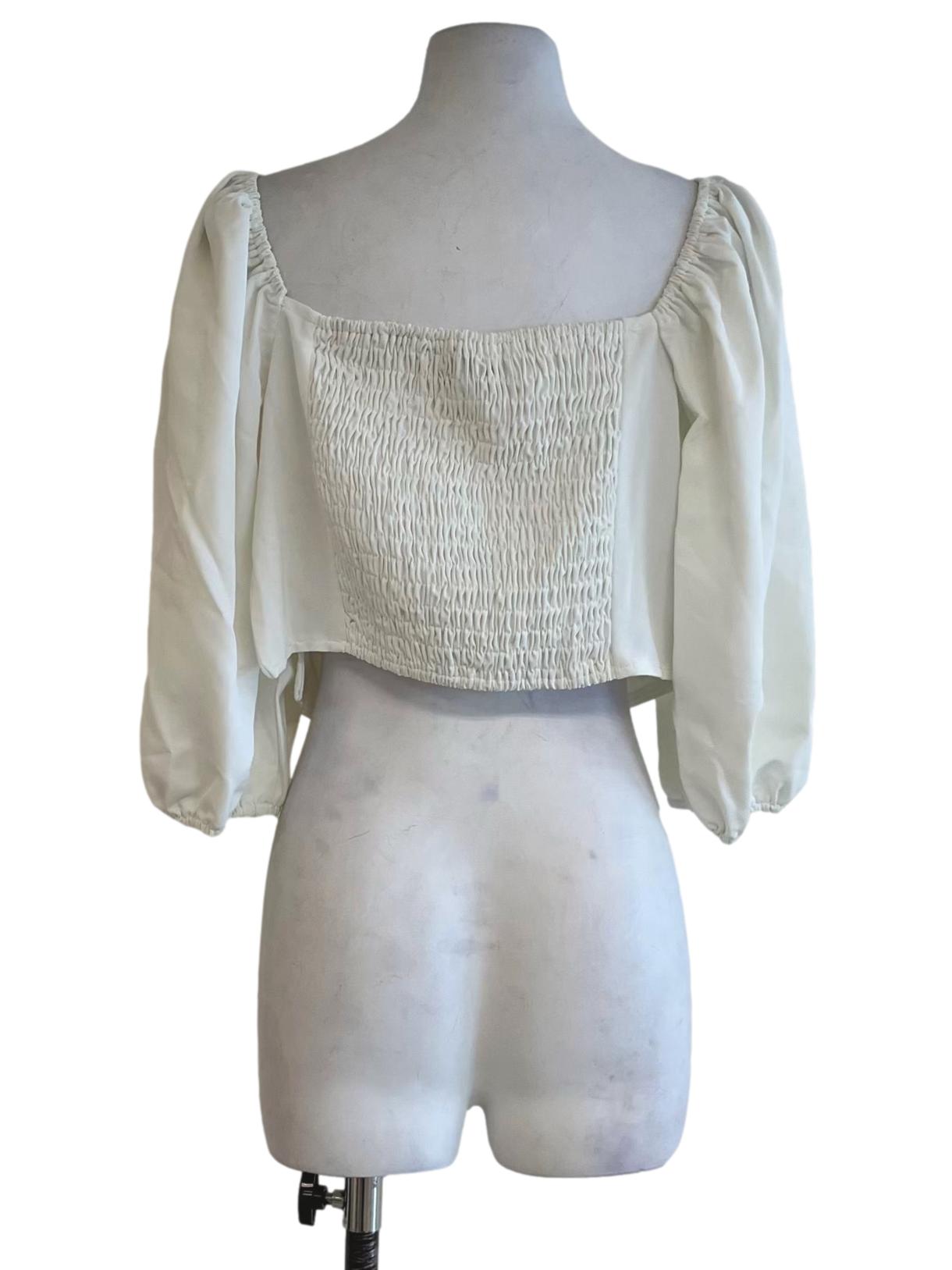 White V-Neckline Blouse