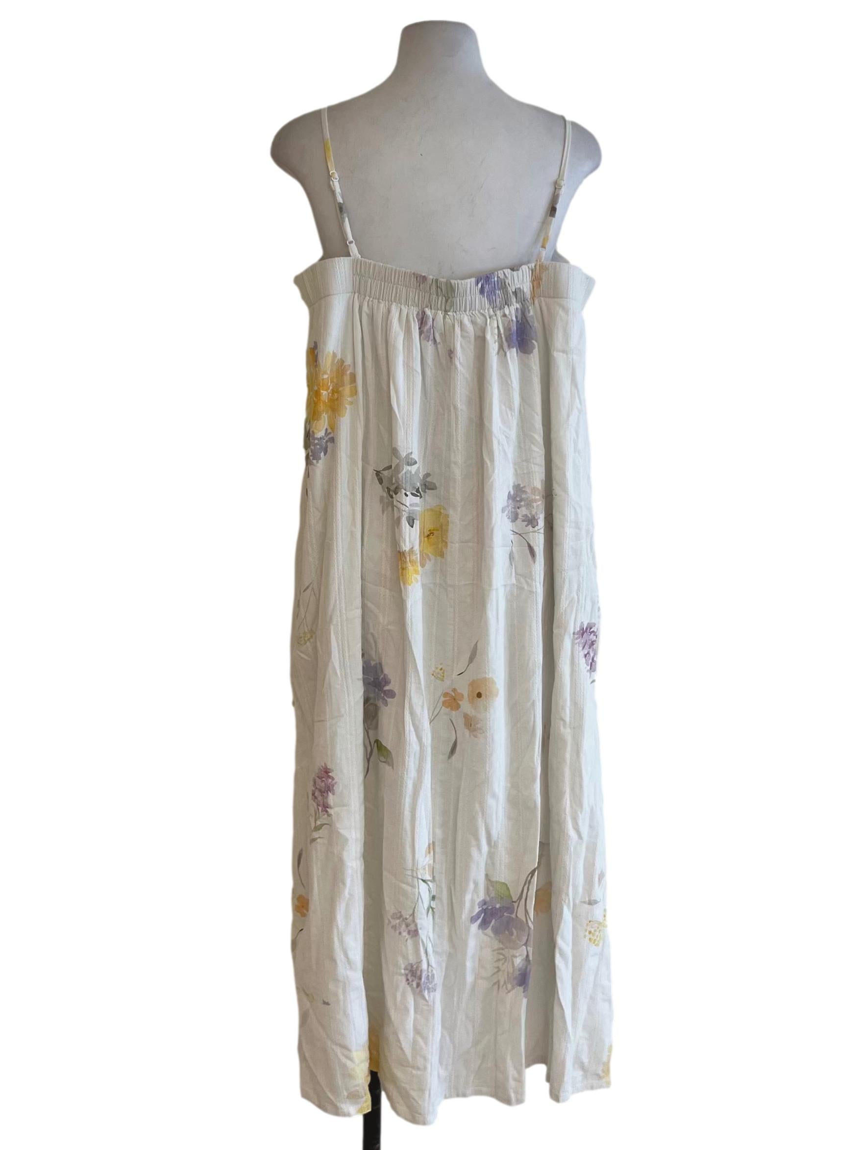 White Floral Yoke Dress