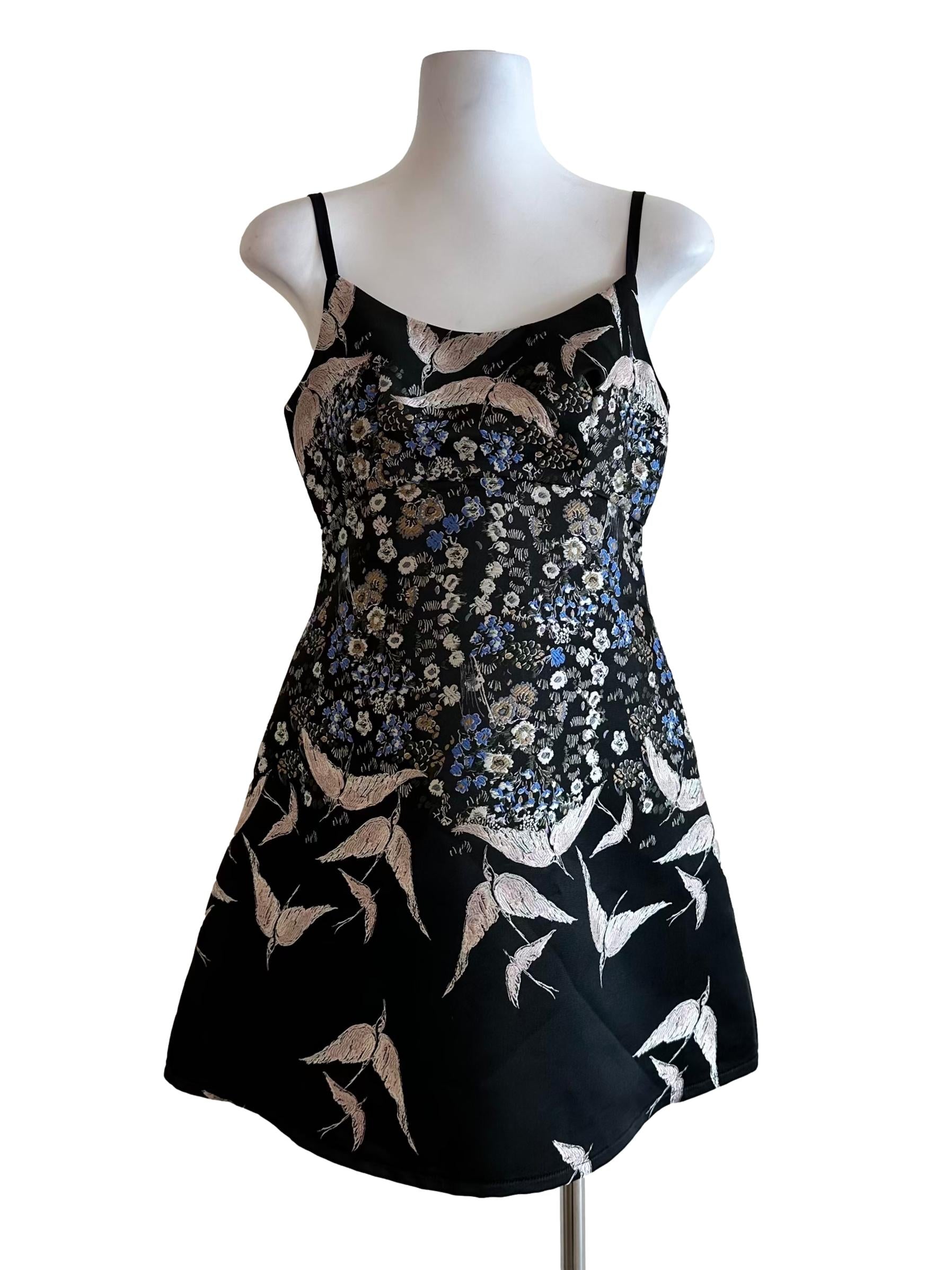 Charcoal Black Brocade Mini Dress LB