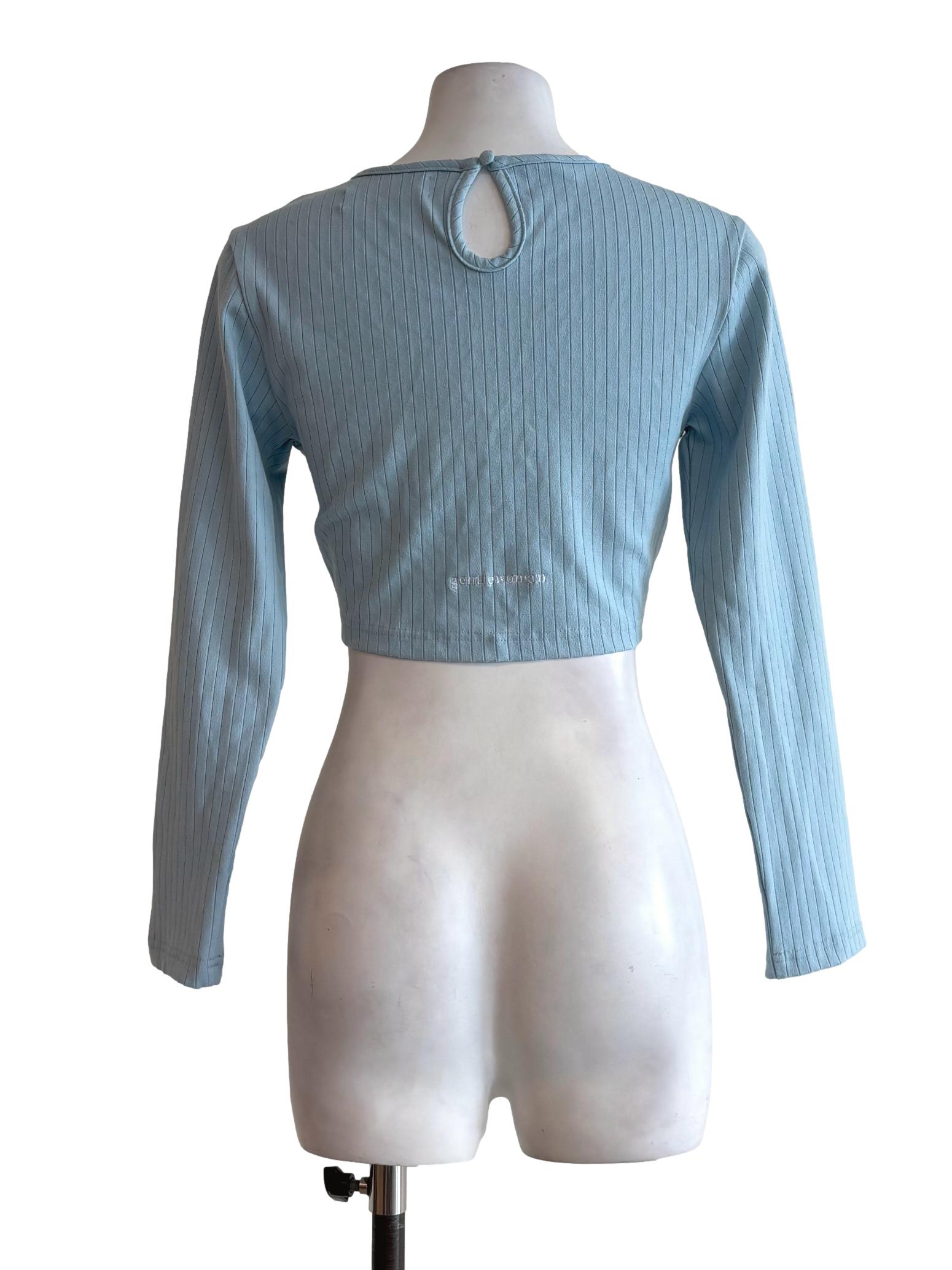 Baby Blue Front Knot Cotton Top
