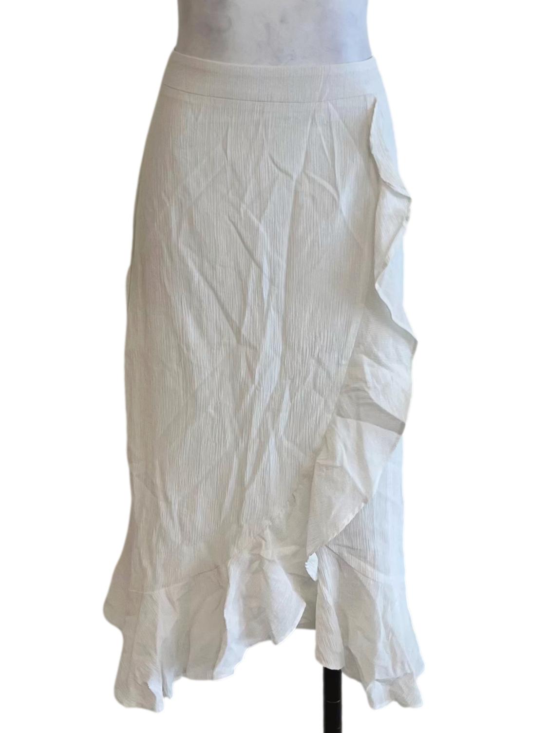 White High-Waisted Ruffle Skirt