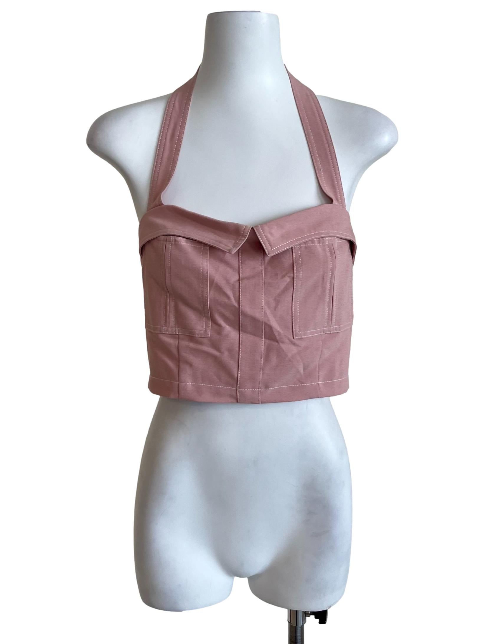 Rose Pink Halter Crop Top