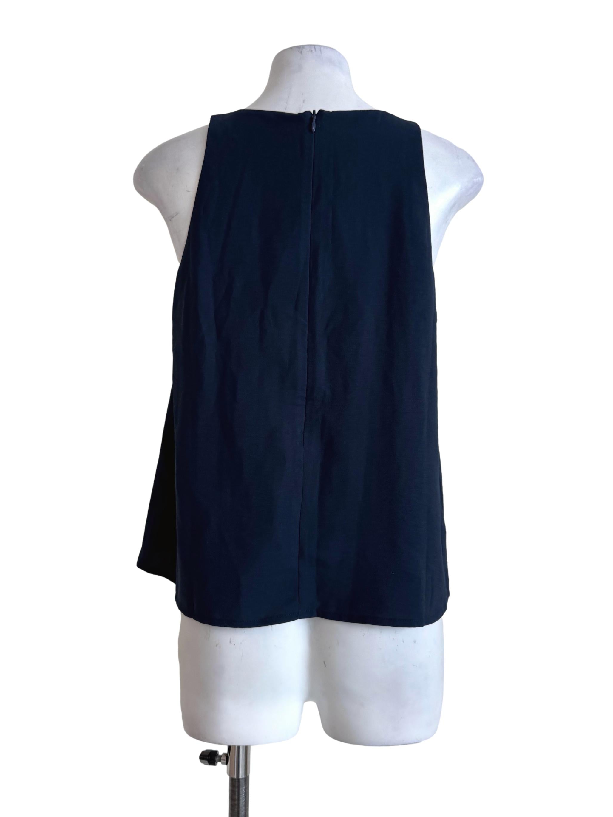 Navy Blue Round Neck Sleeveless Top
