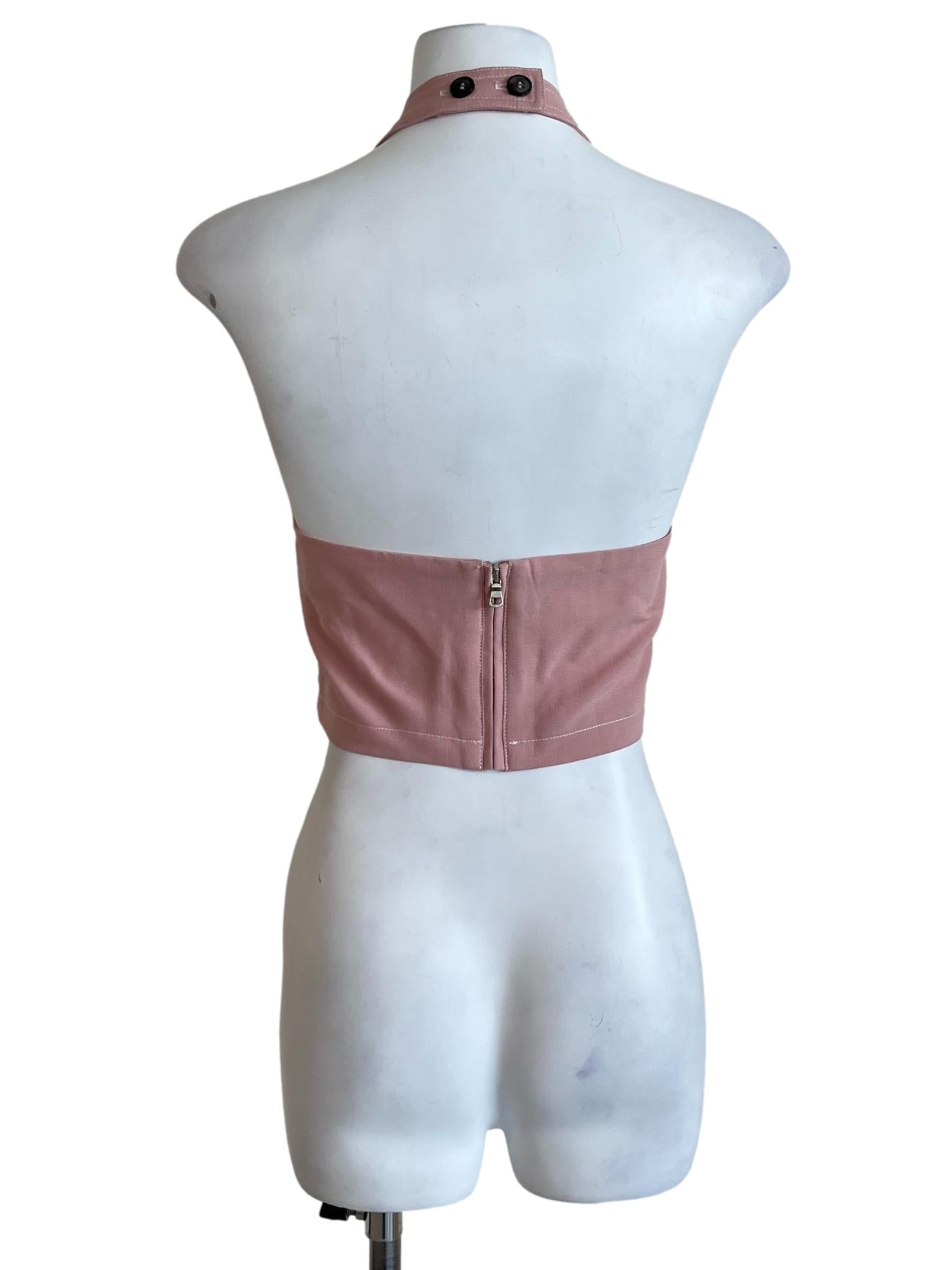 Rose Pink Halter Crop Top