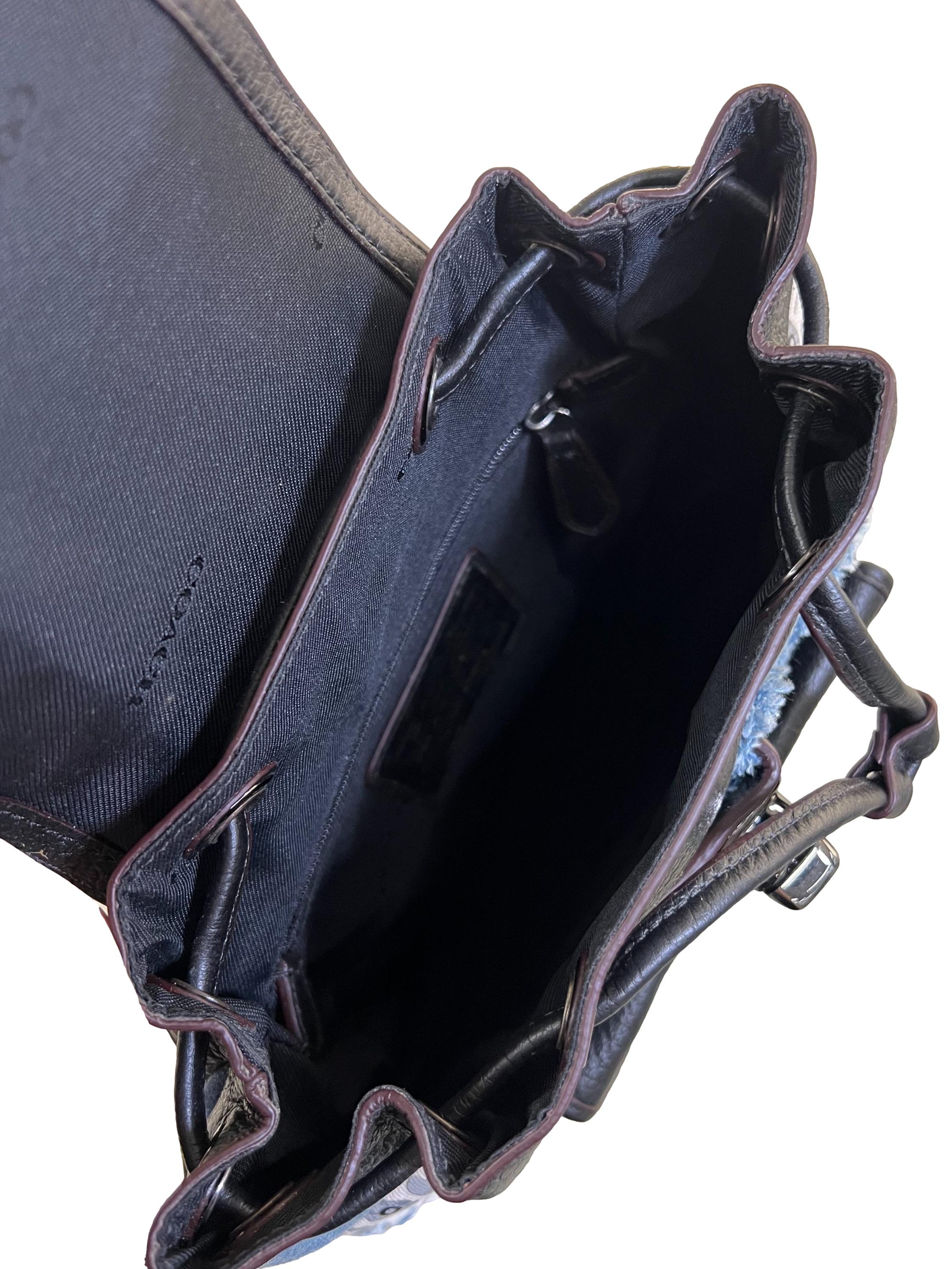 Geometric Print Leather Coach Denim Patchwork  Backpack CSN