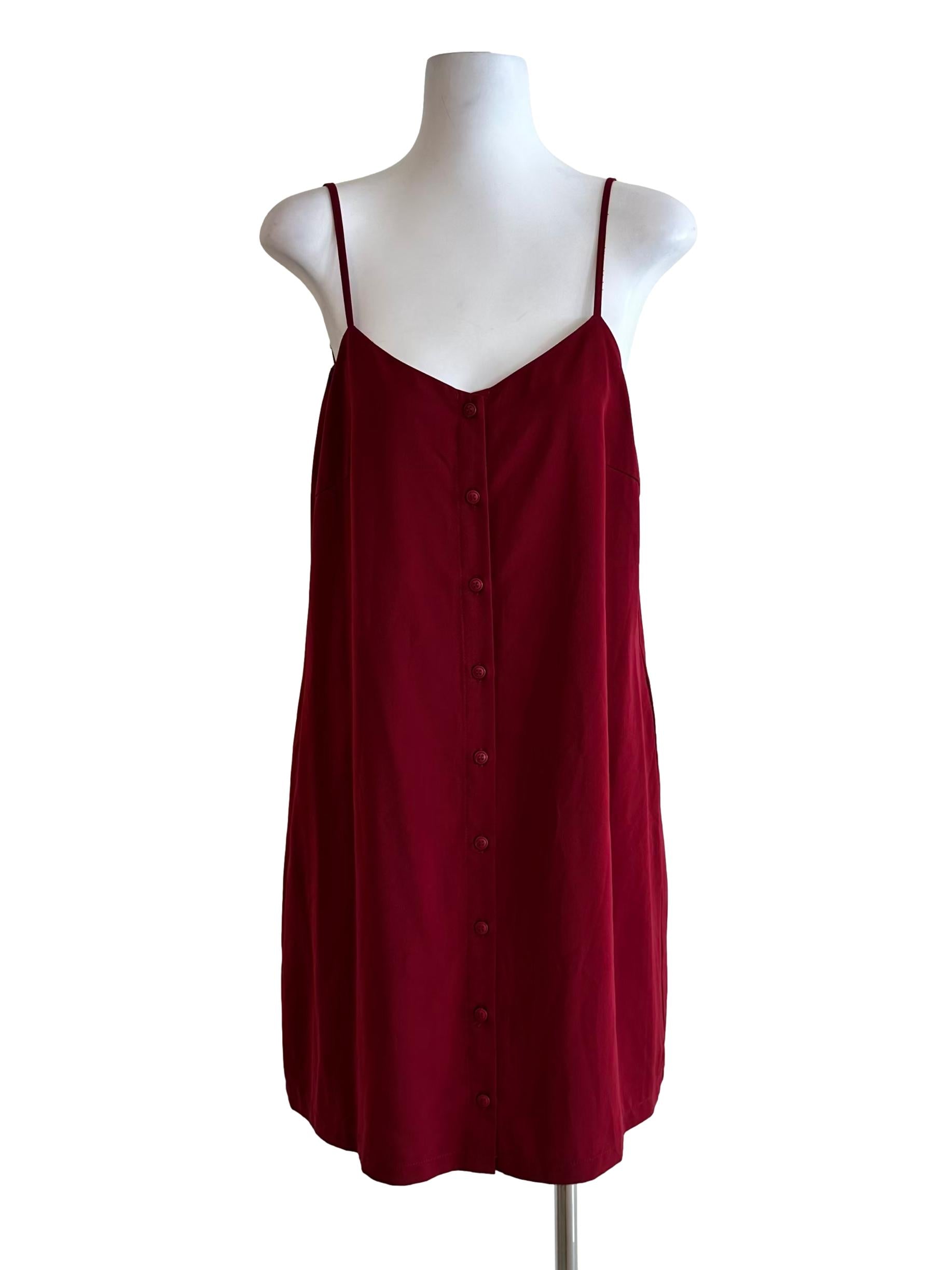 Cherry Red Button Mini Dress