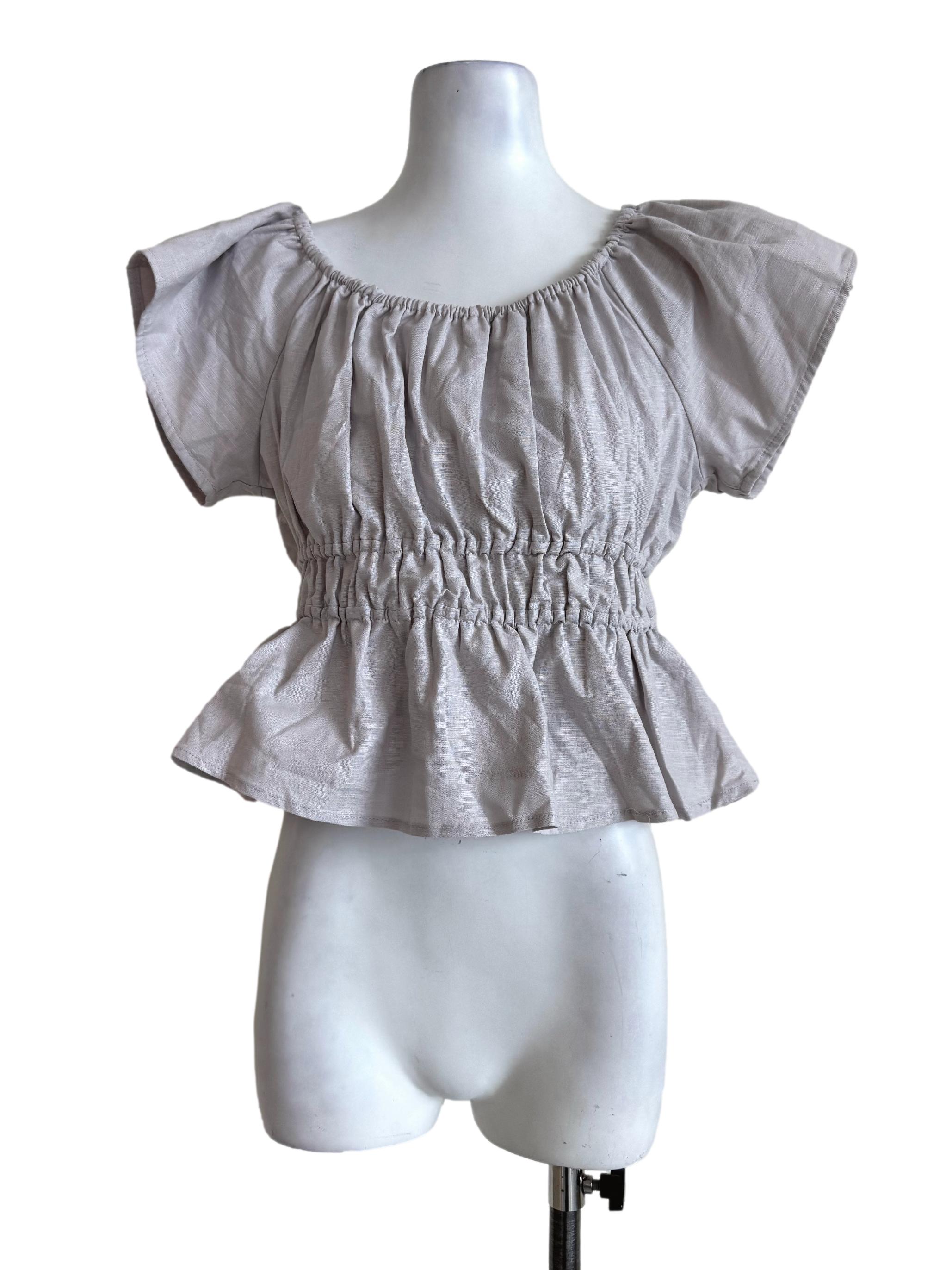 Cloud Grey Crop Top Blouse