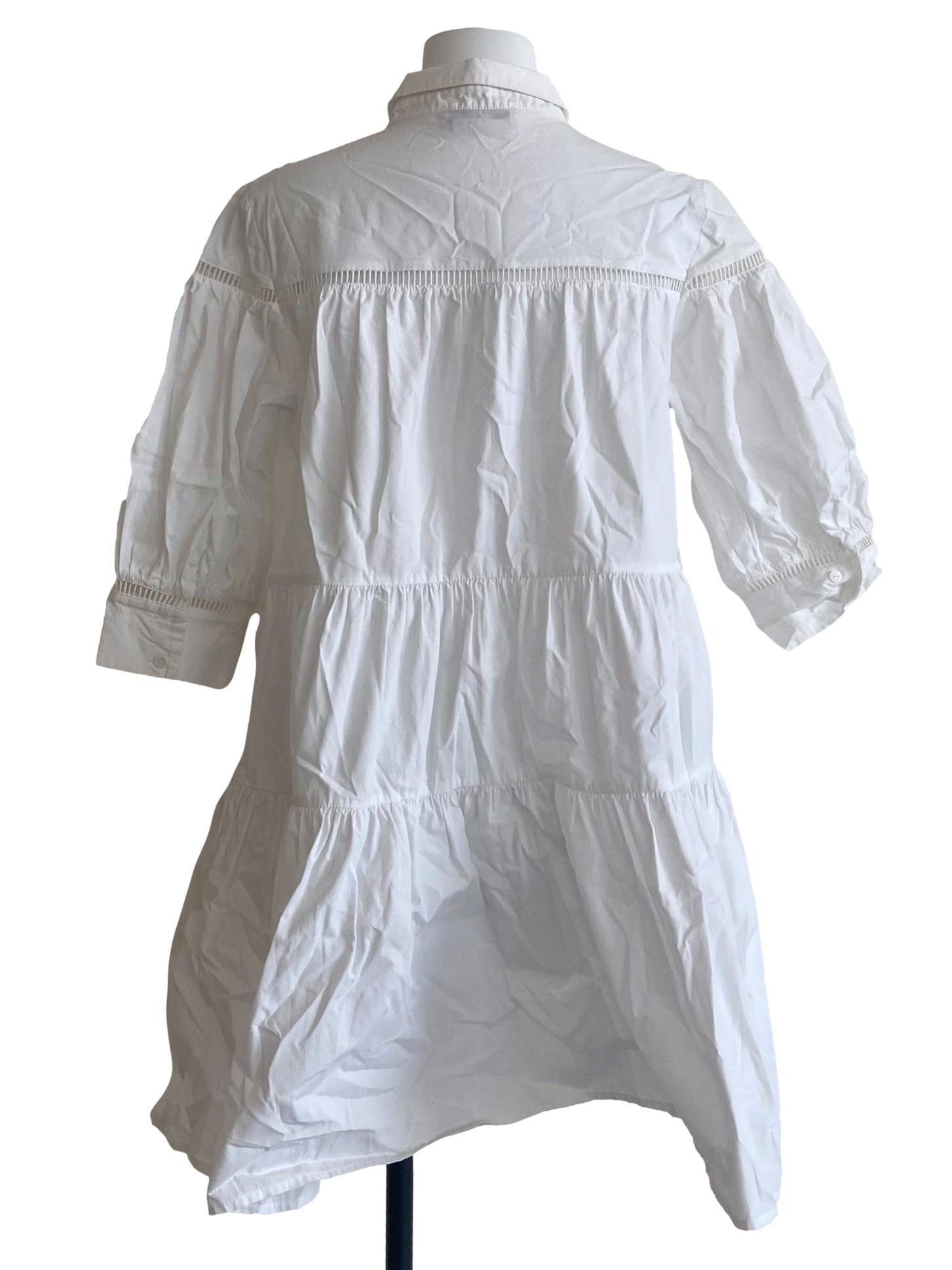 White Button Down Layered Shirt Dress