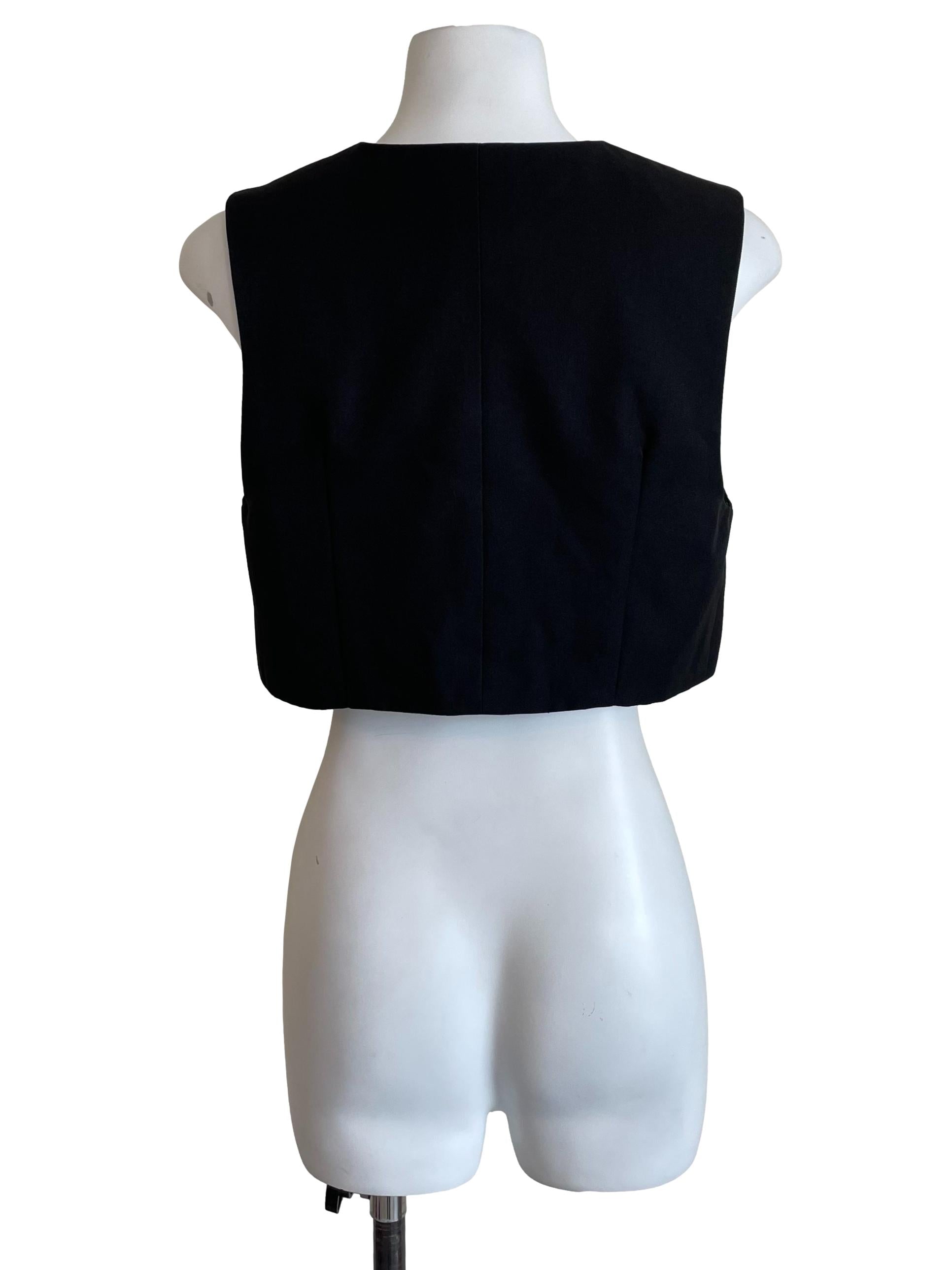 Black V Neck Crop Mini Vest