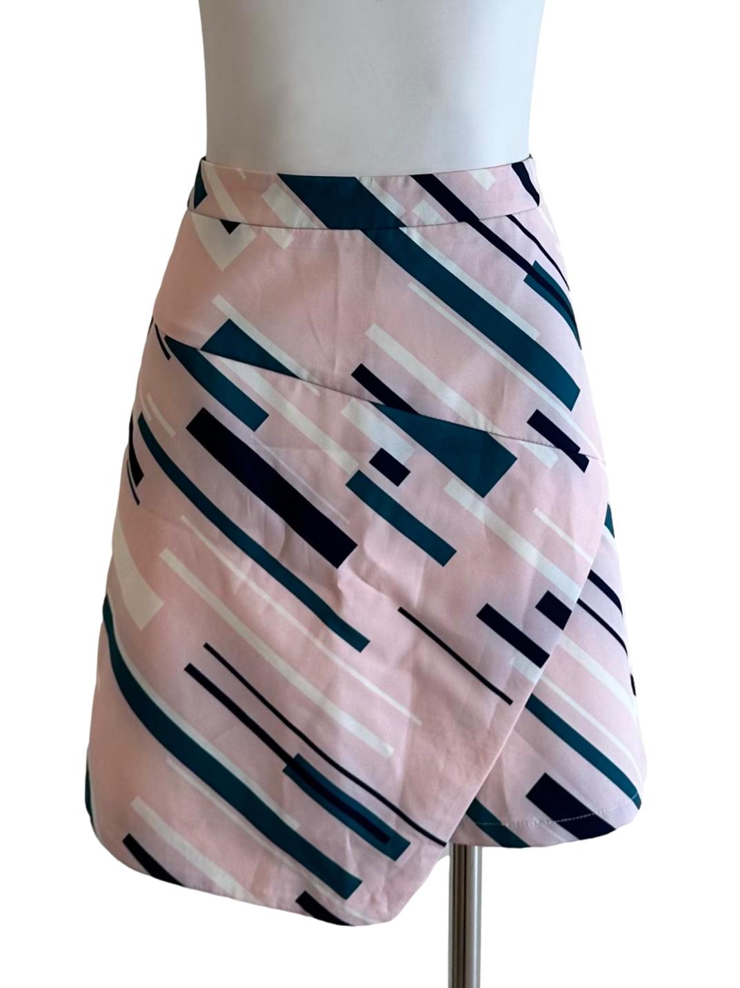 Rose Pink Abstract Pattern Mini Skirt TCL