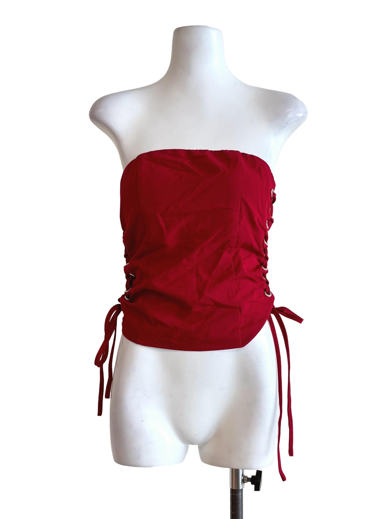 Crimson Red Strapless Top YHF