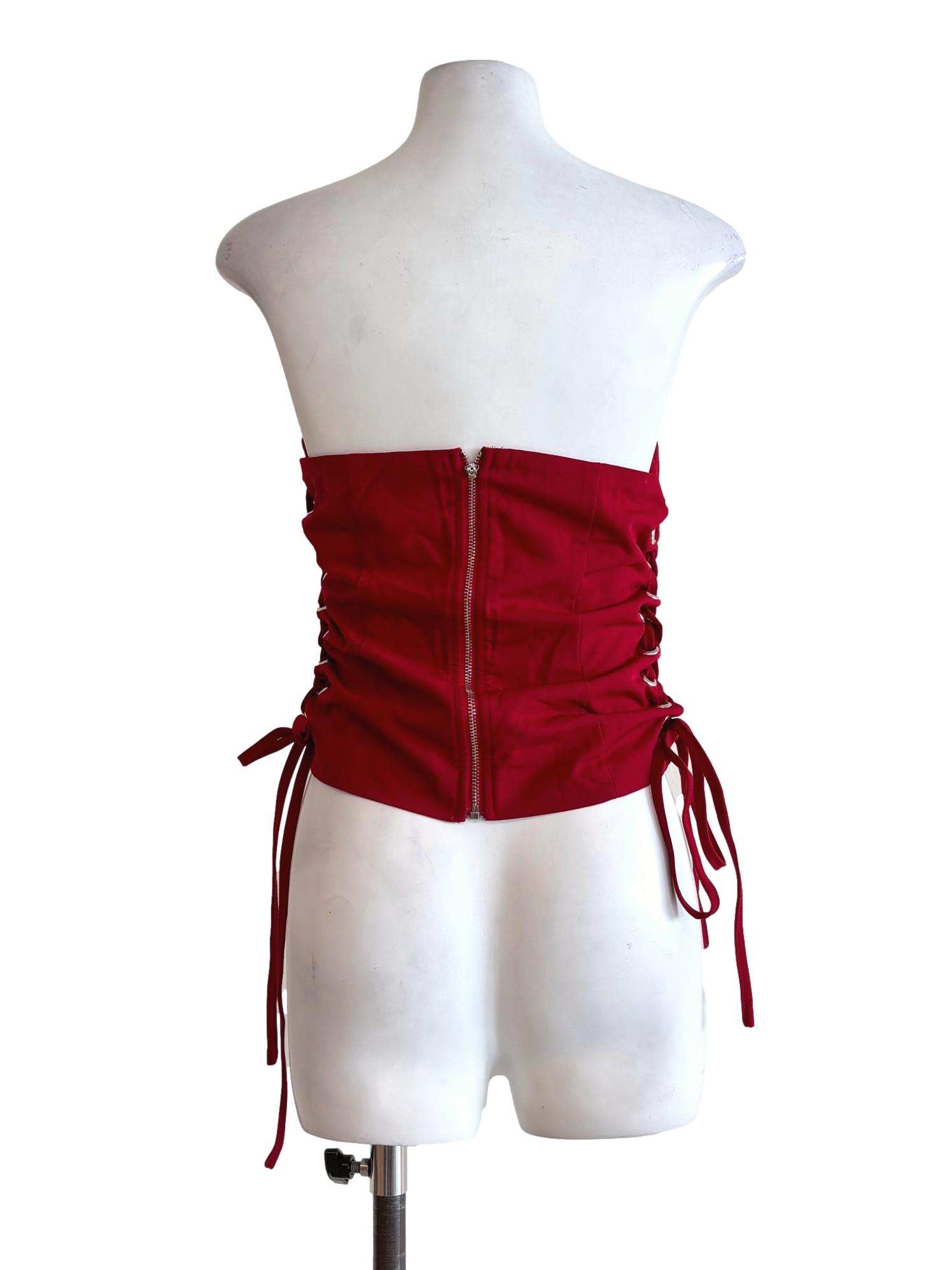 Crimson Red Strapless Top YHF