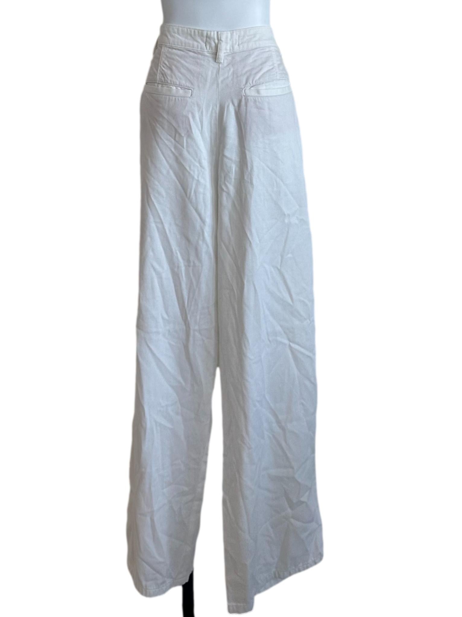 Ivory White Denim Wide Leg Jeans