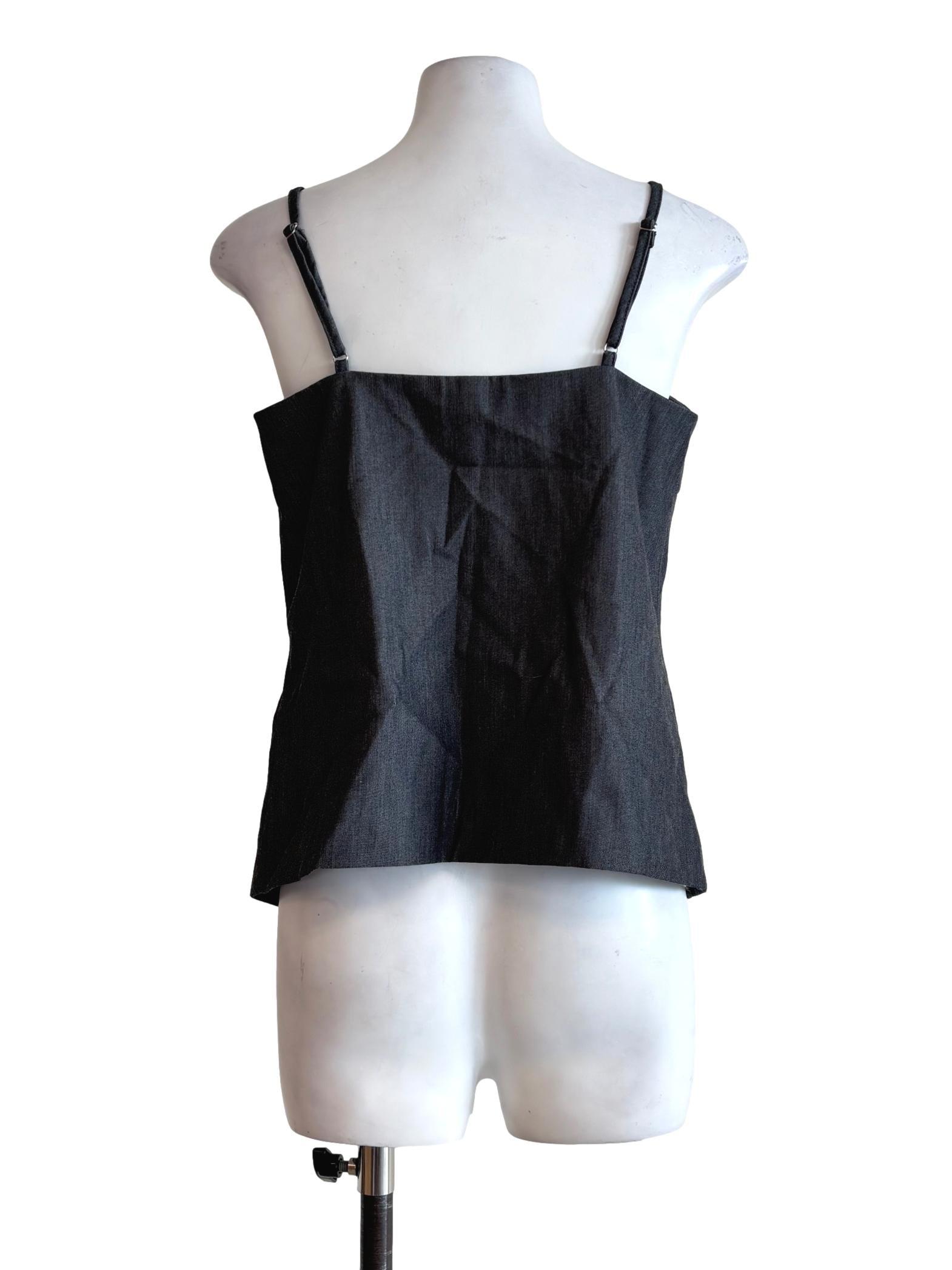Charcoal Grey Strap Button Top