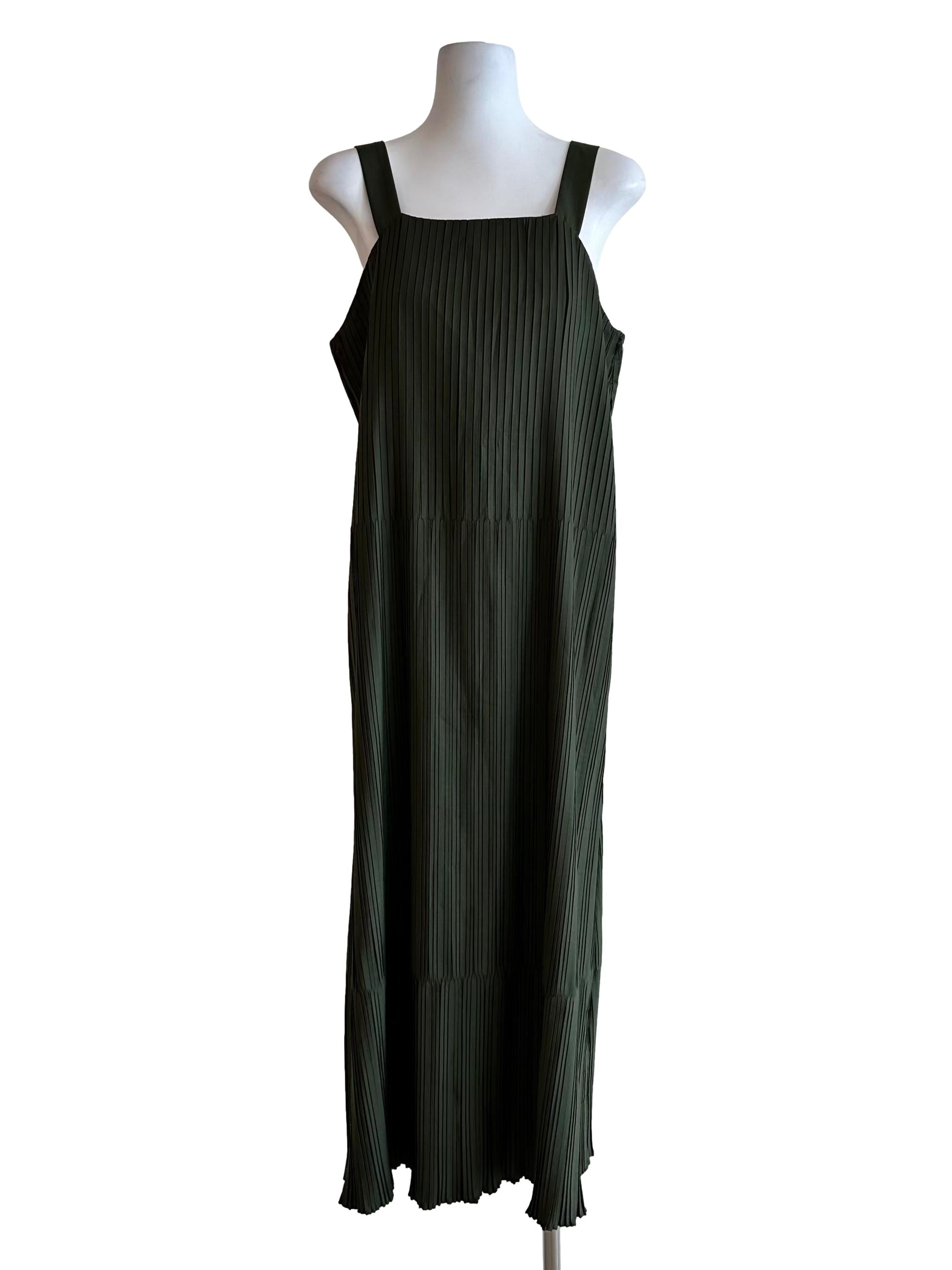 Moss Green Pleated Dress