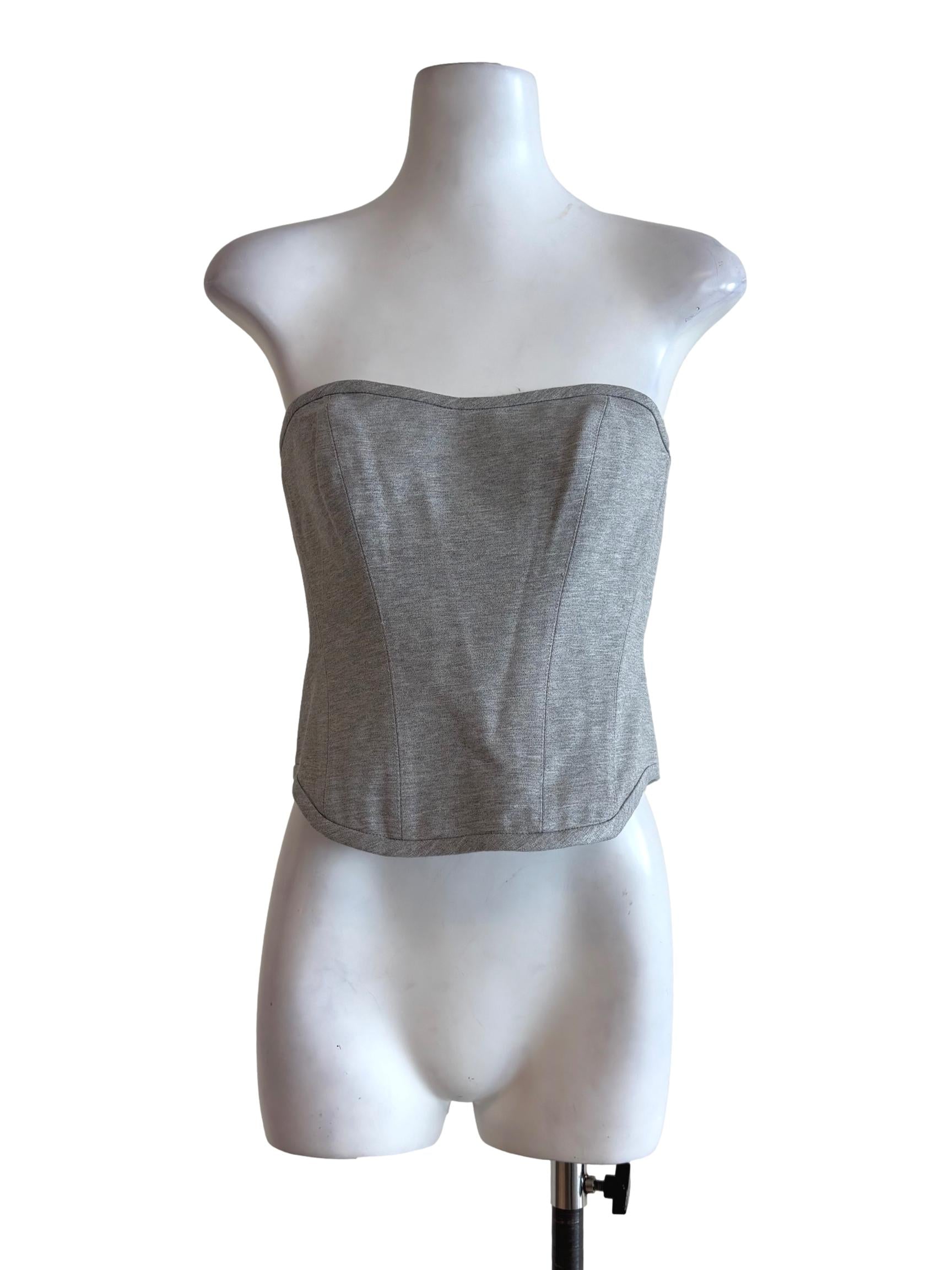 Storm Grey Cotton Strapless Top LB