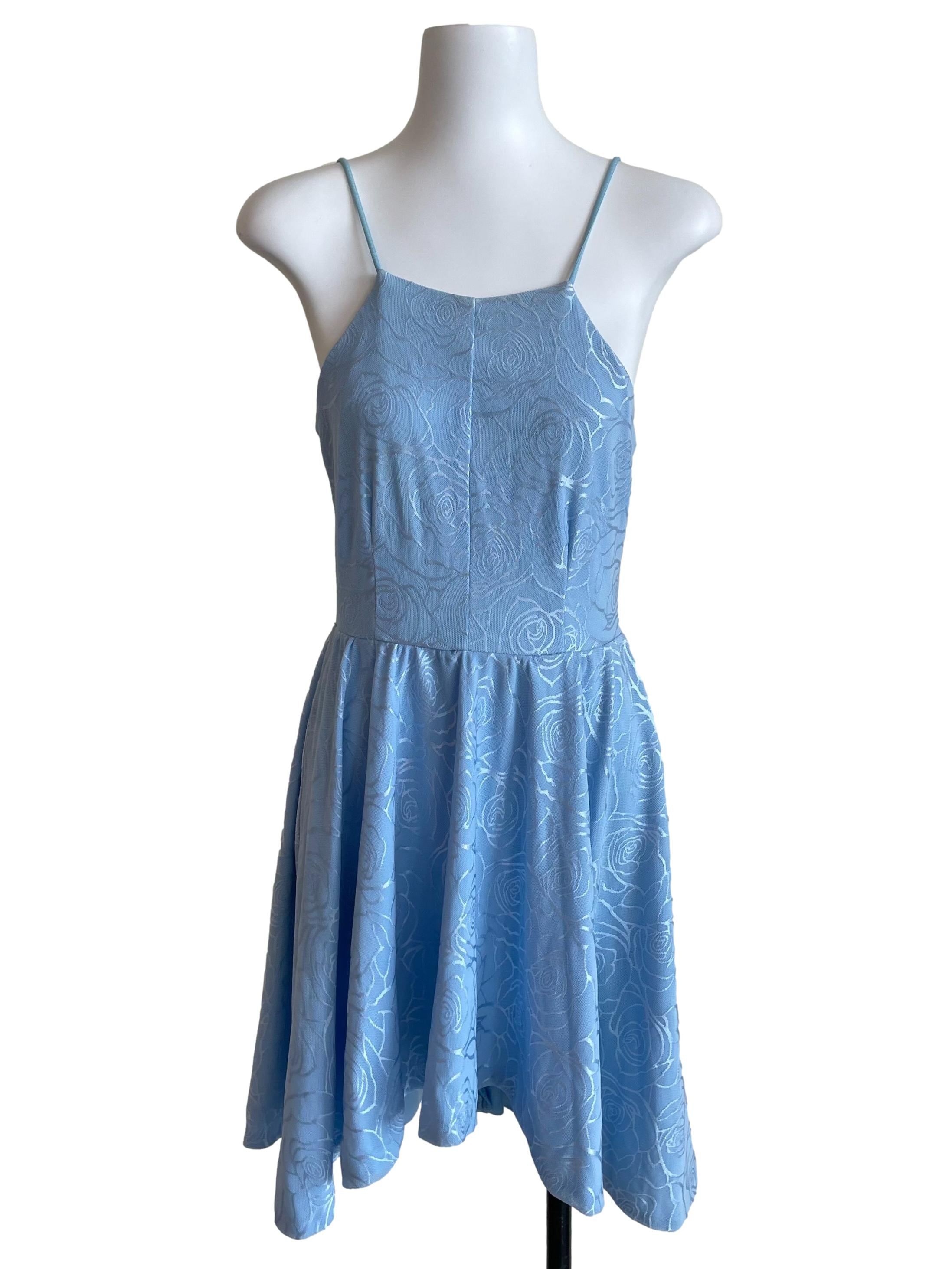 Baby Blue Rose Mesh Sundress