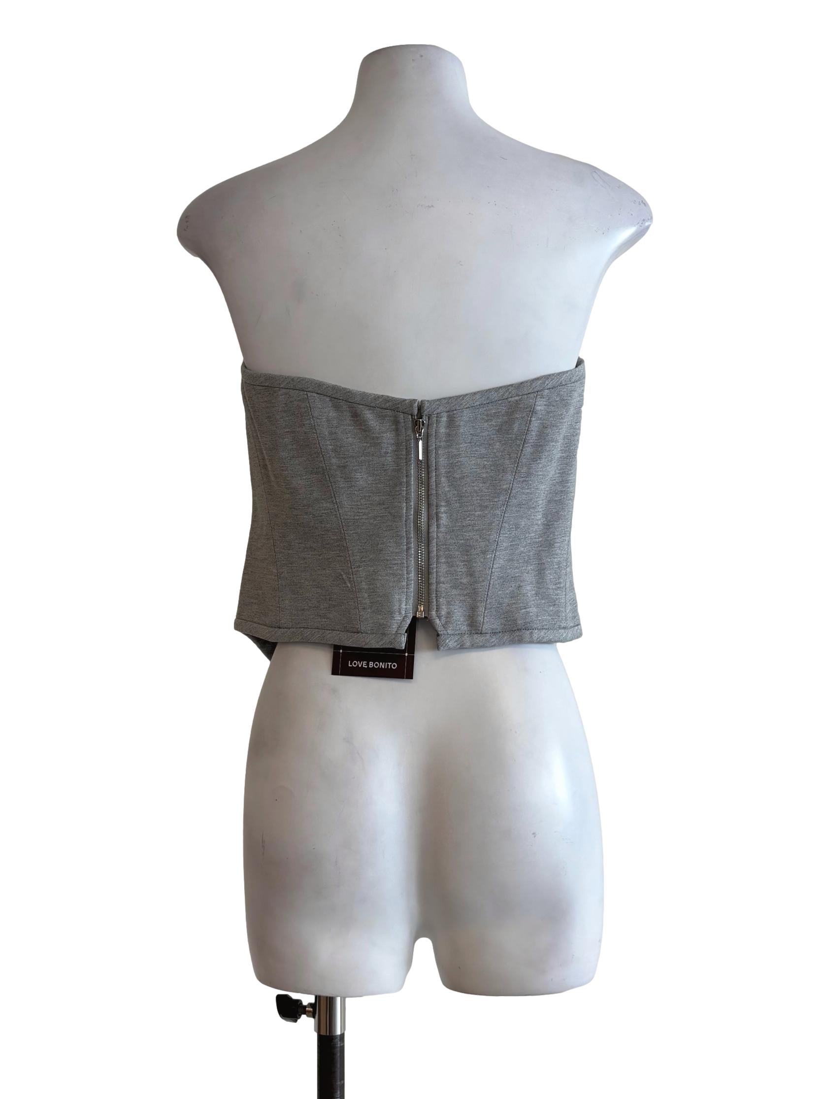 Storm Grey Cotton Strapless Top LB