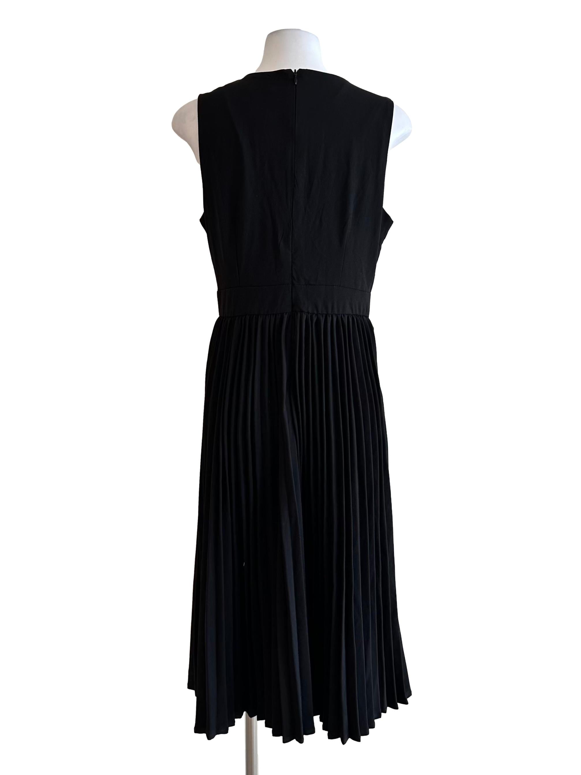 Soot Black Pleated Midi Dress