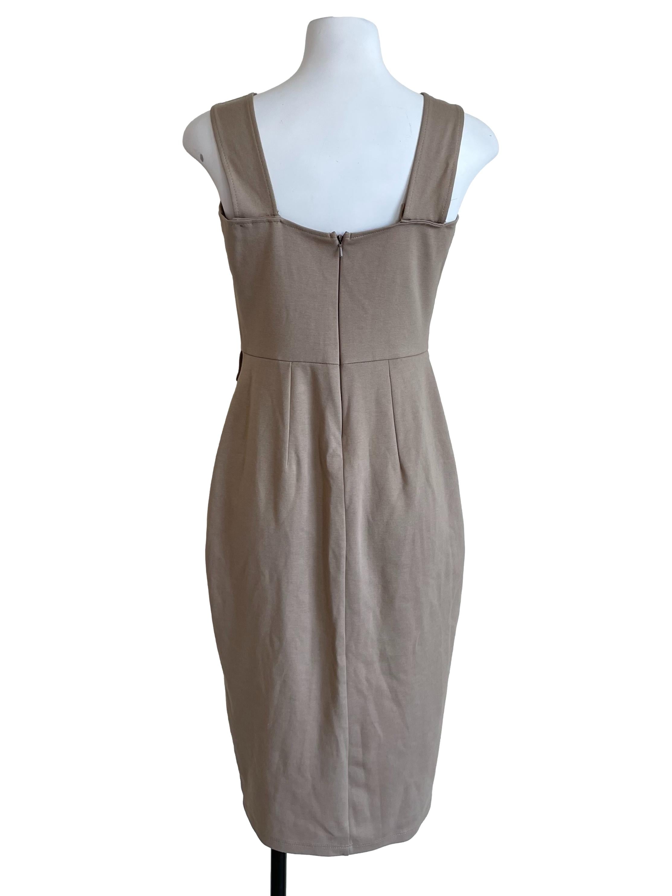 Khaki V Neck Bodycon Dress