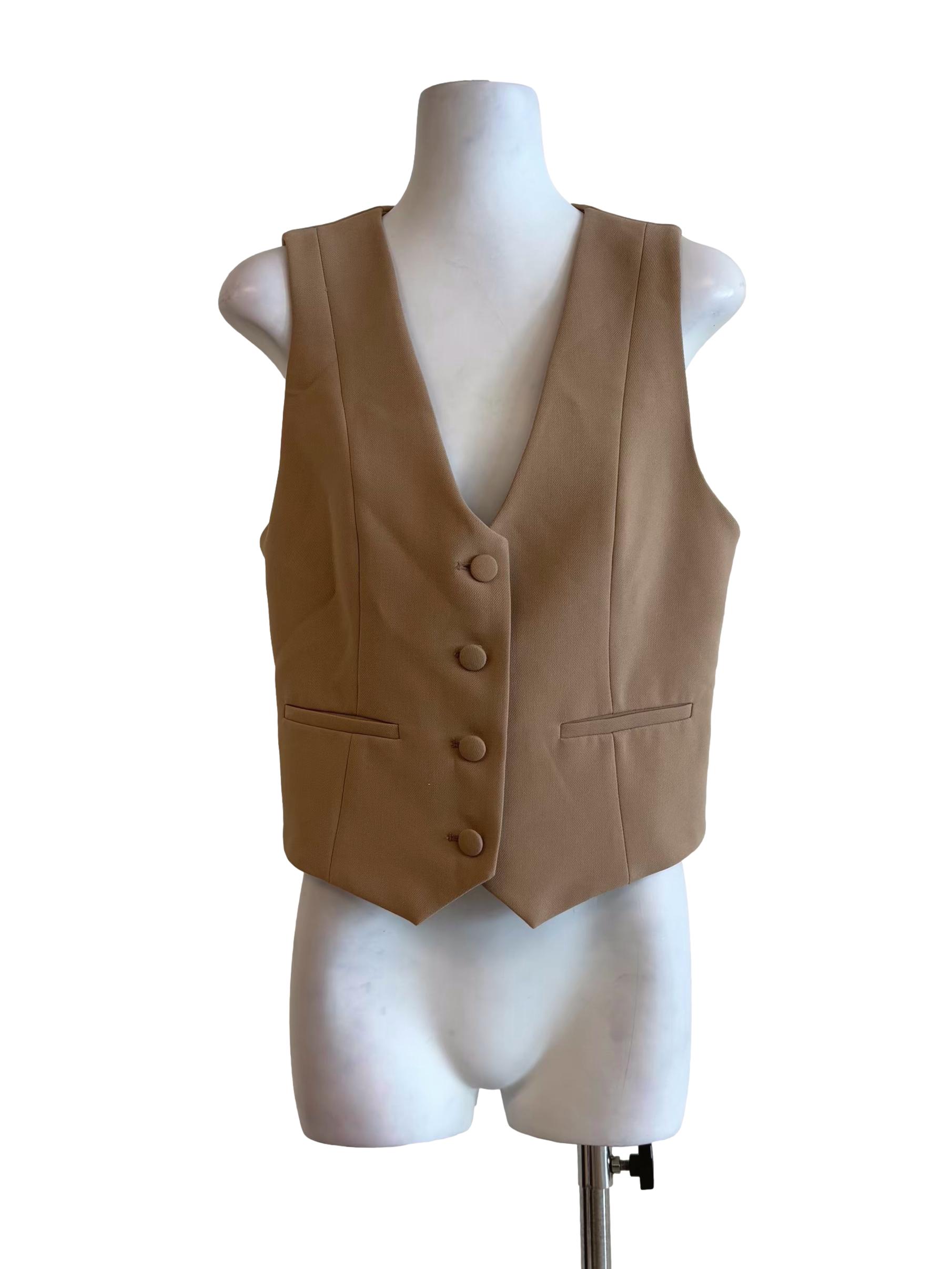 Buff Brown V-Neck Vest
