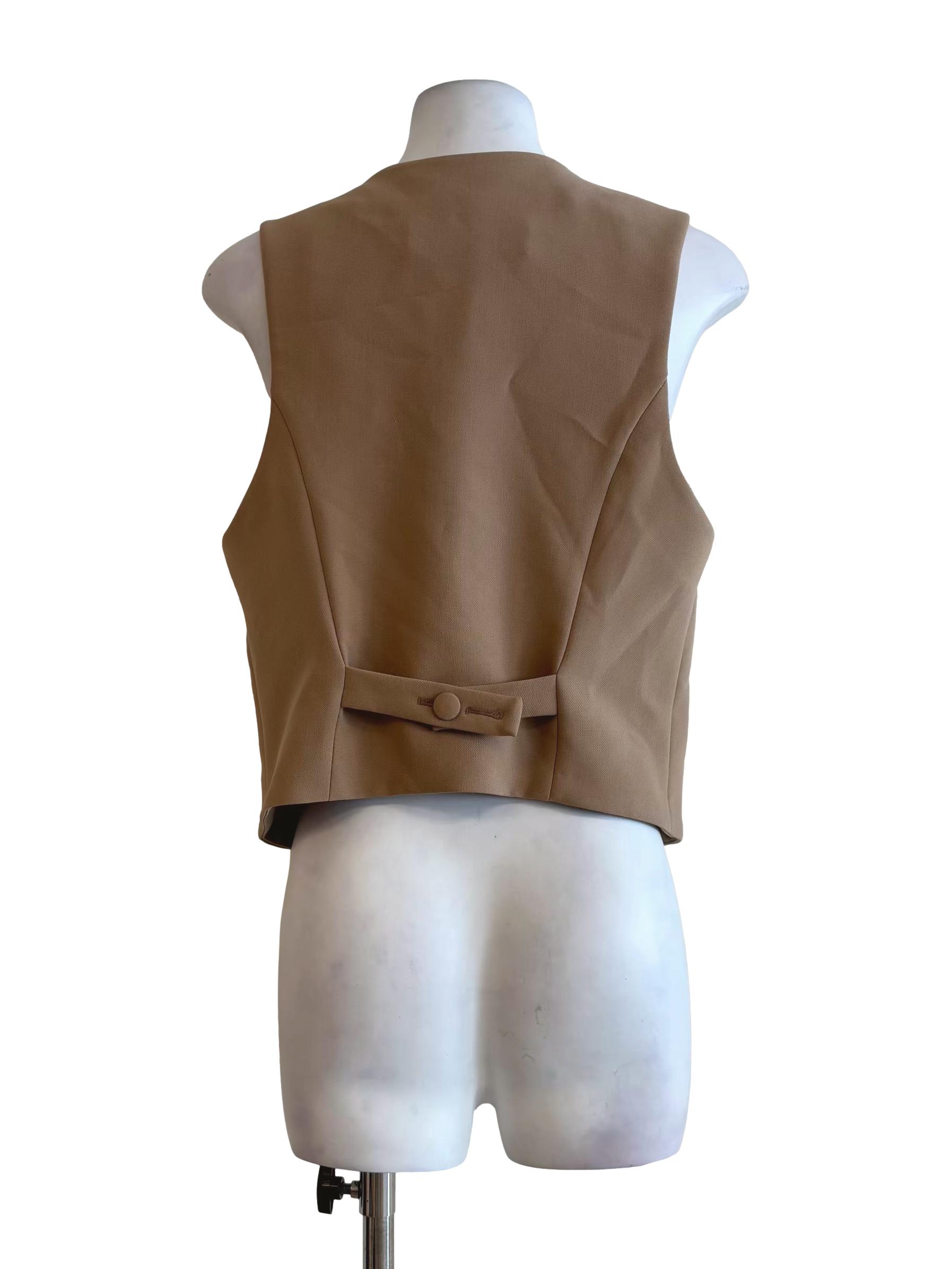 Buff Brown V-Neck Vest