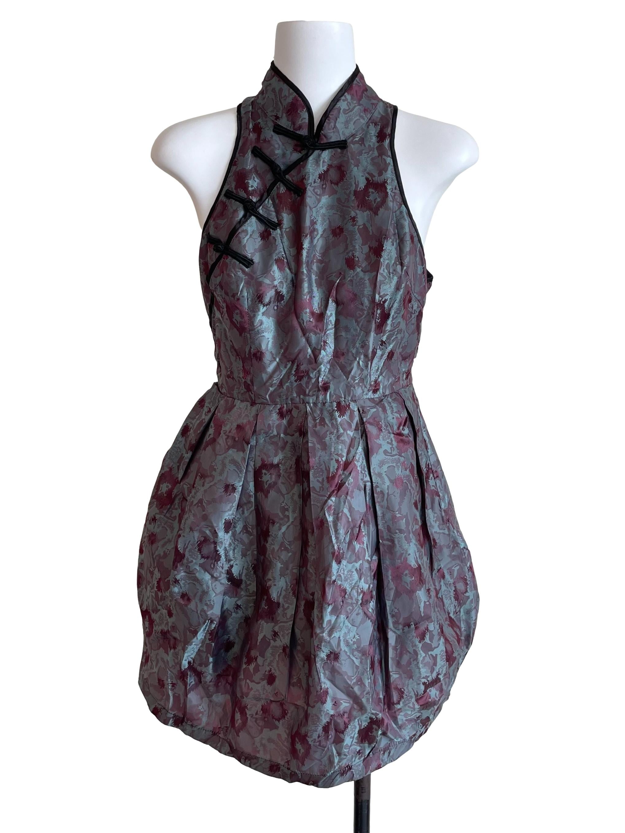 Dull Peacock Cheongsam Pegged Dress