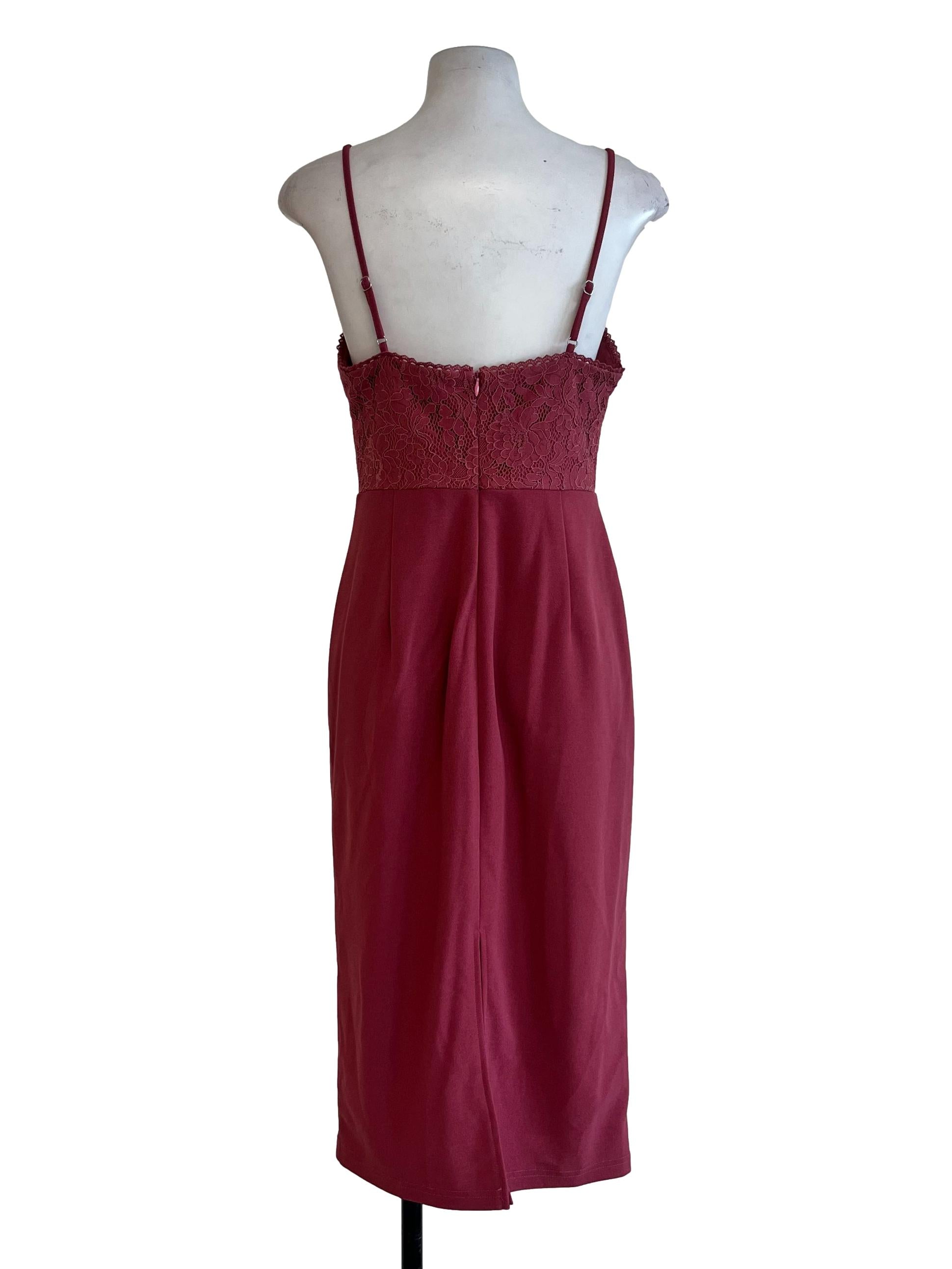 Maroon Laced Padded Dress