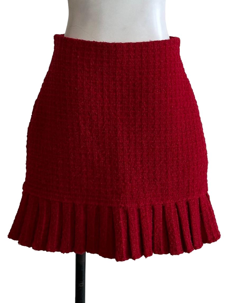 Hot Red Knit Mini Skirt
