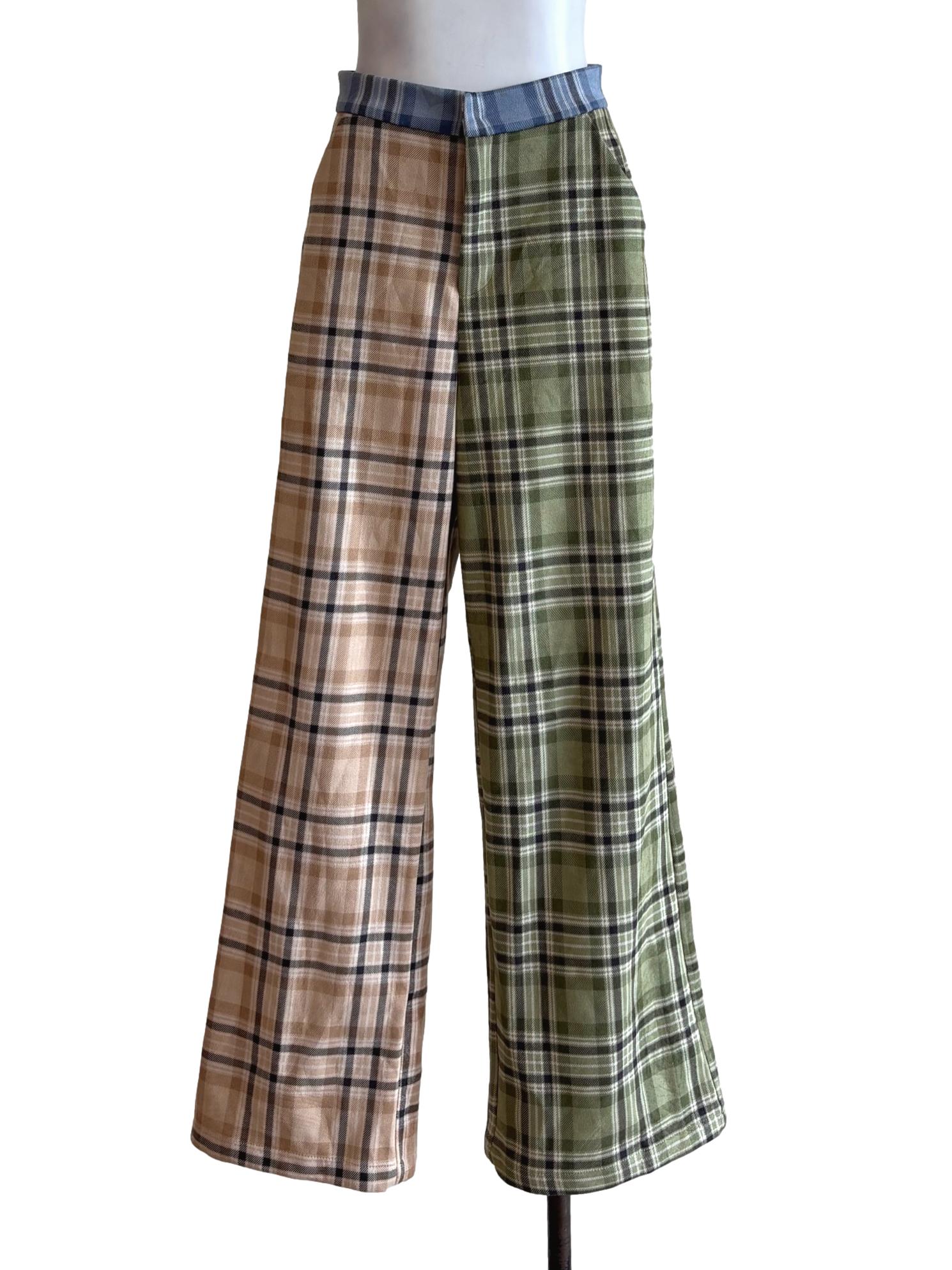 Plaid Tricolour Straight Pants