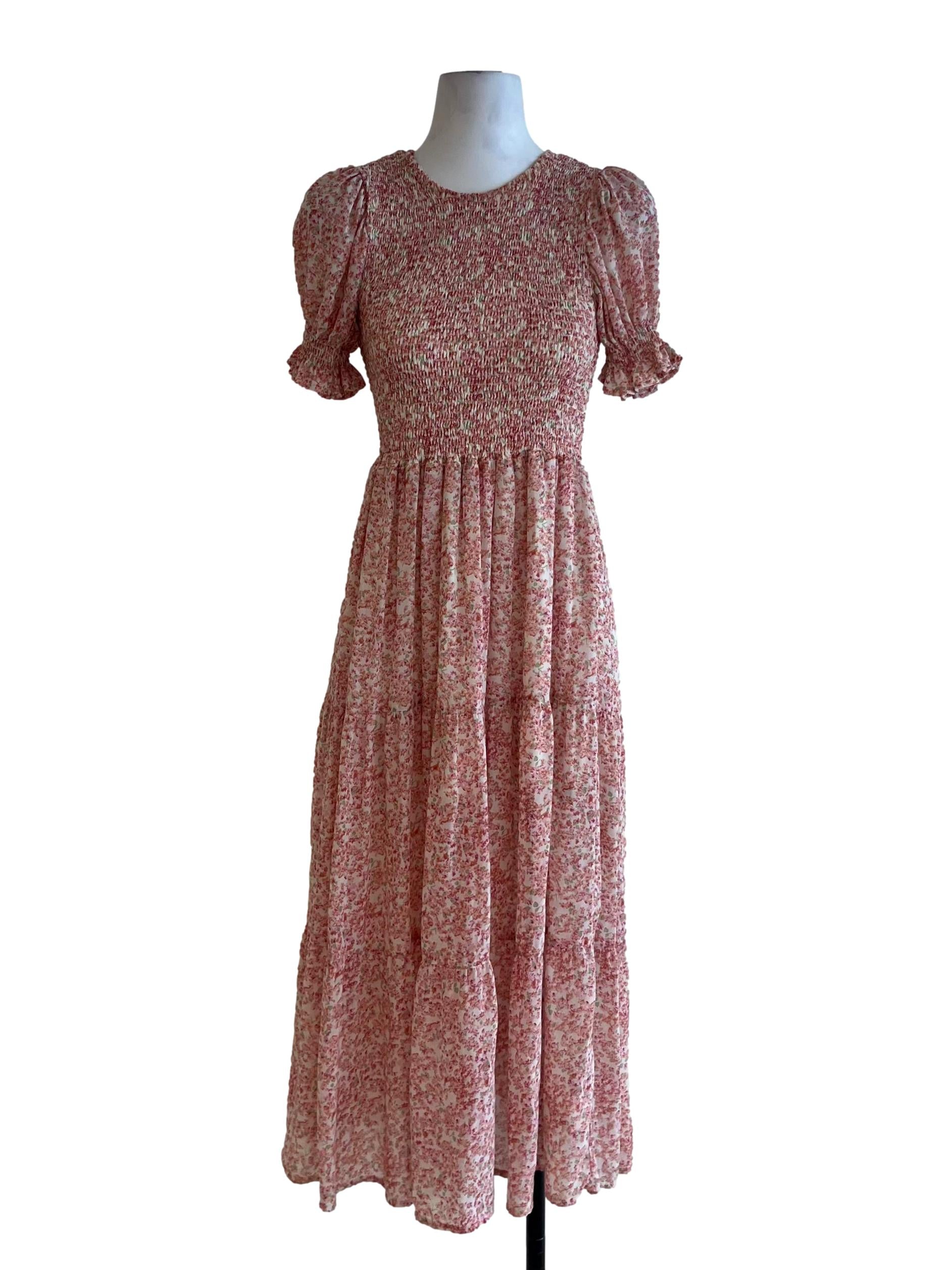 Blush Pink Floral Empire Dress