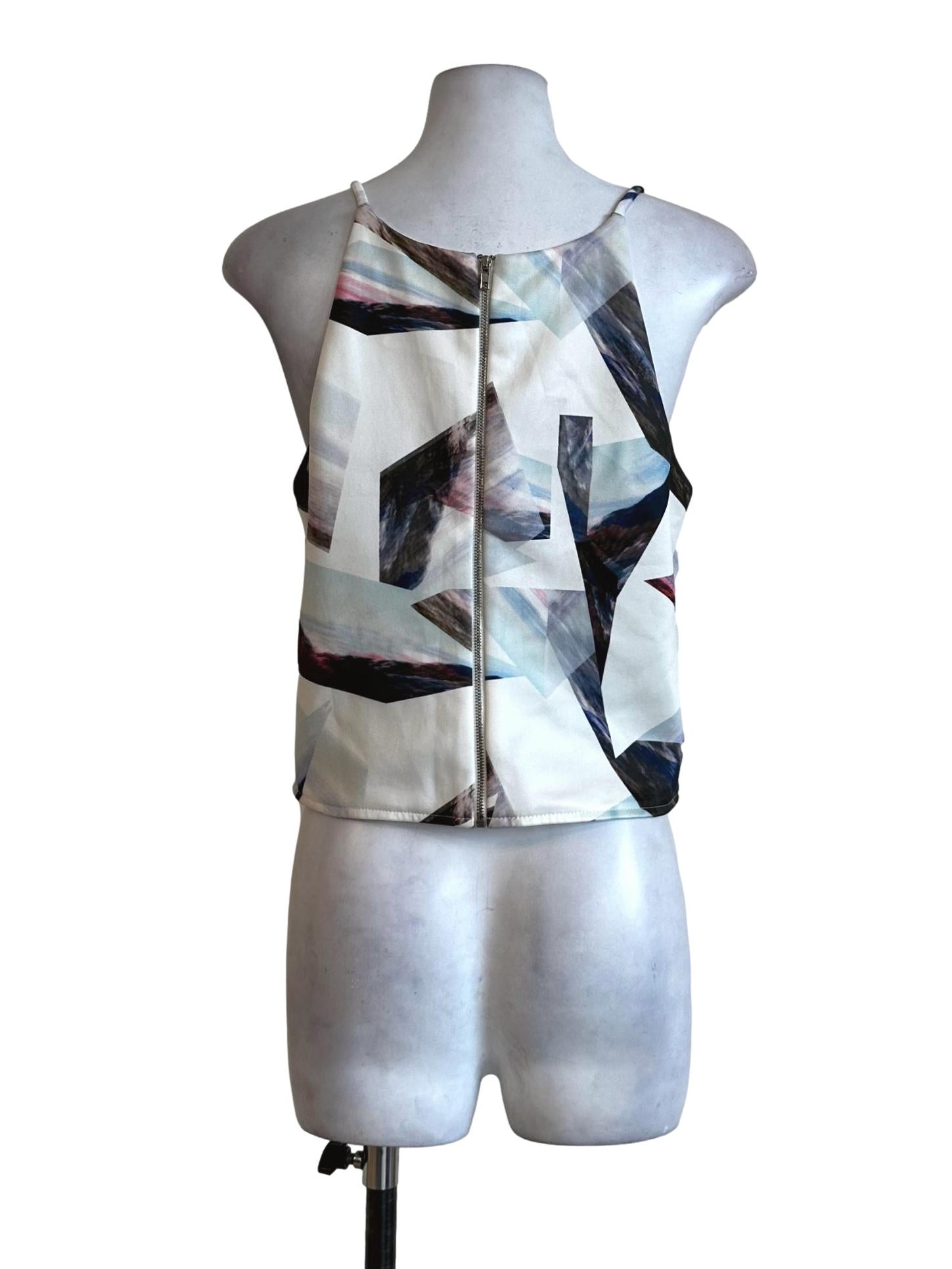 White Abstract Pattern Top