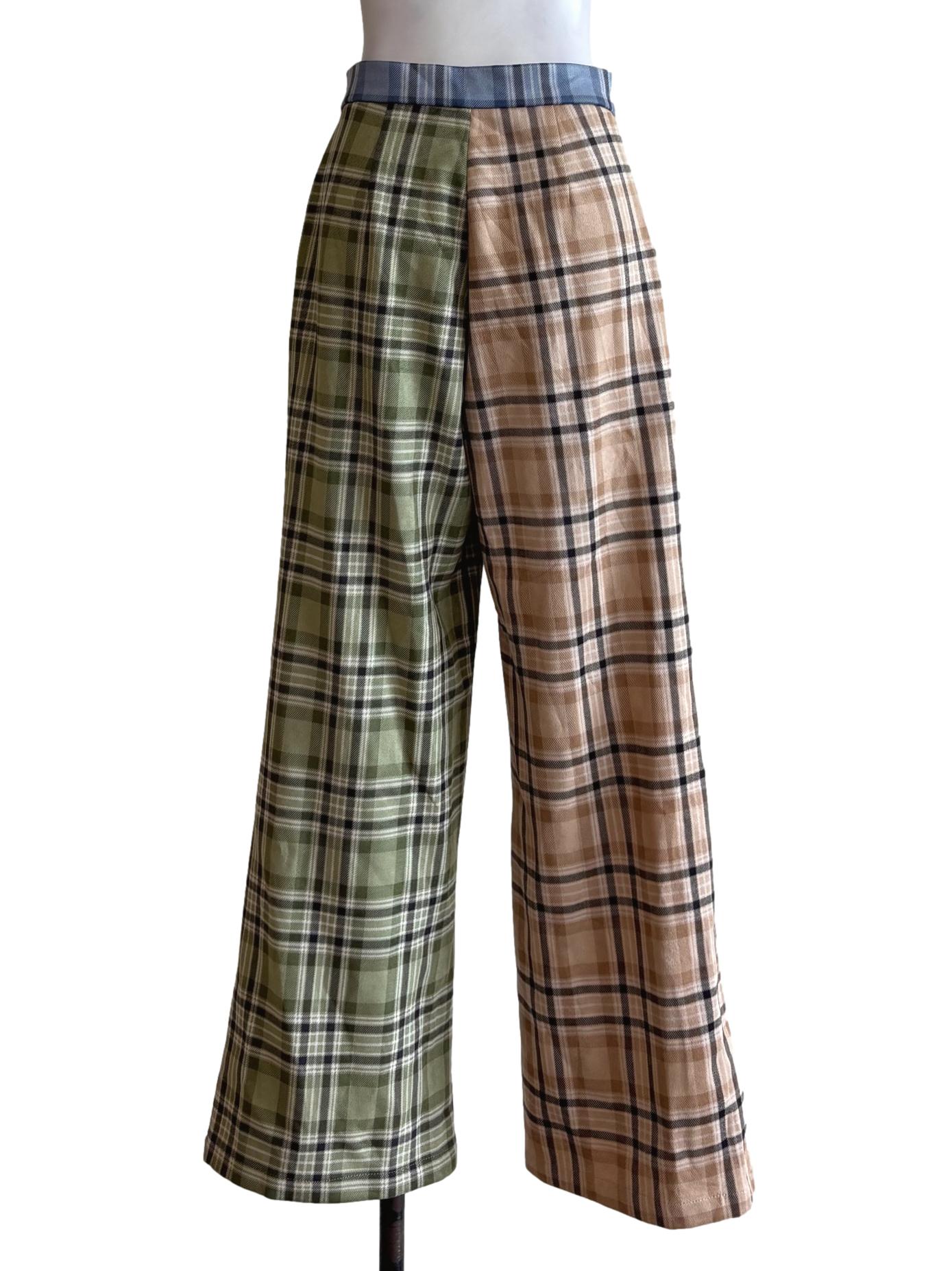 Plaid Tricolour Straight Pants