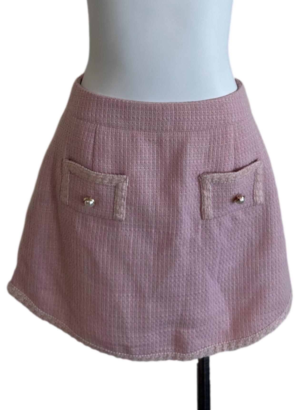 Light Pink Tweed Textured Skorts