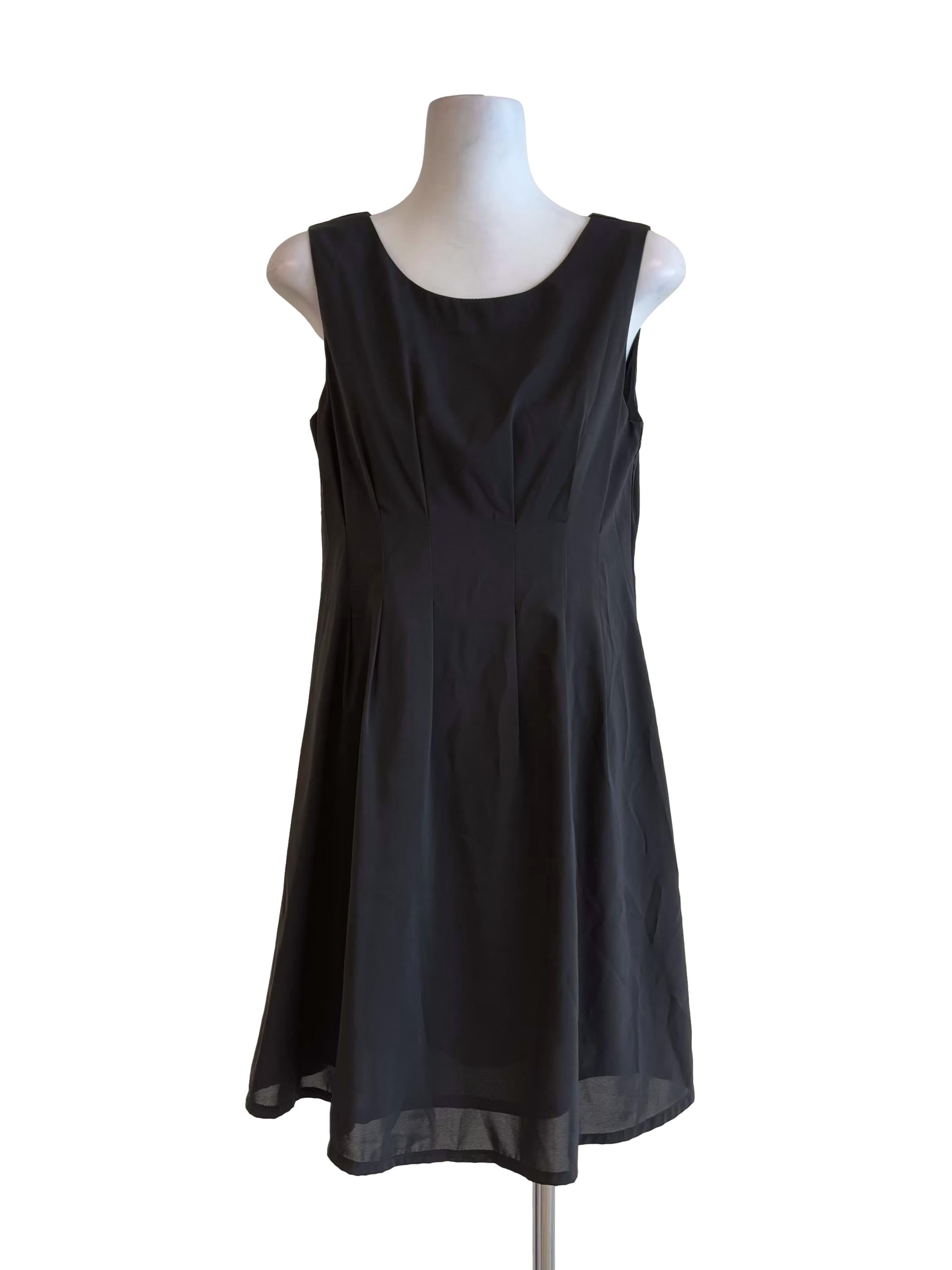 Jet Black Sleeveless A-Line Dress