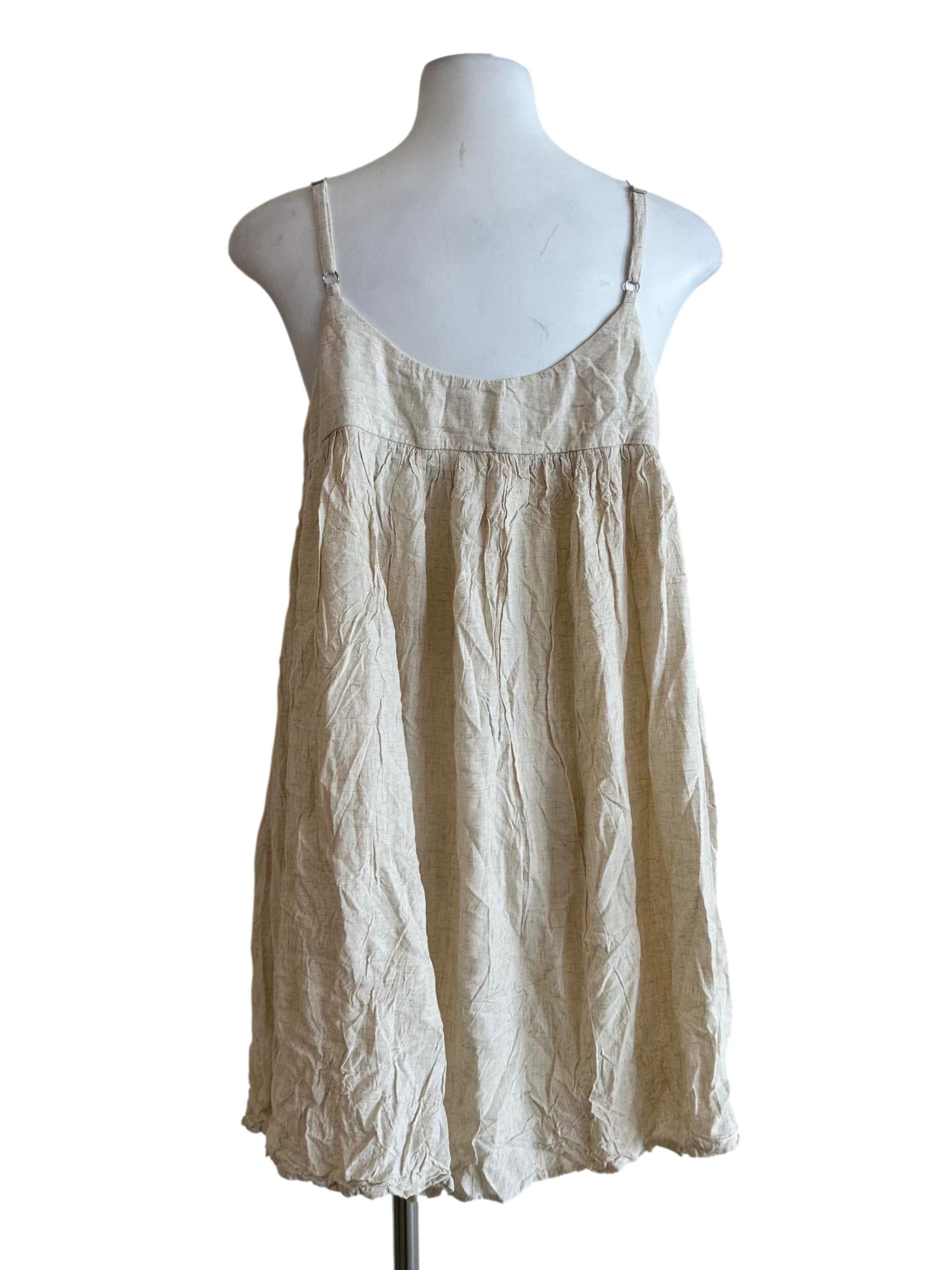 Parmesan Beige Linen Mini Dress TCL