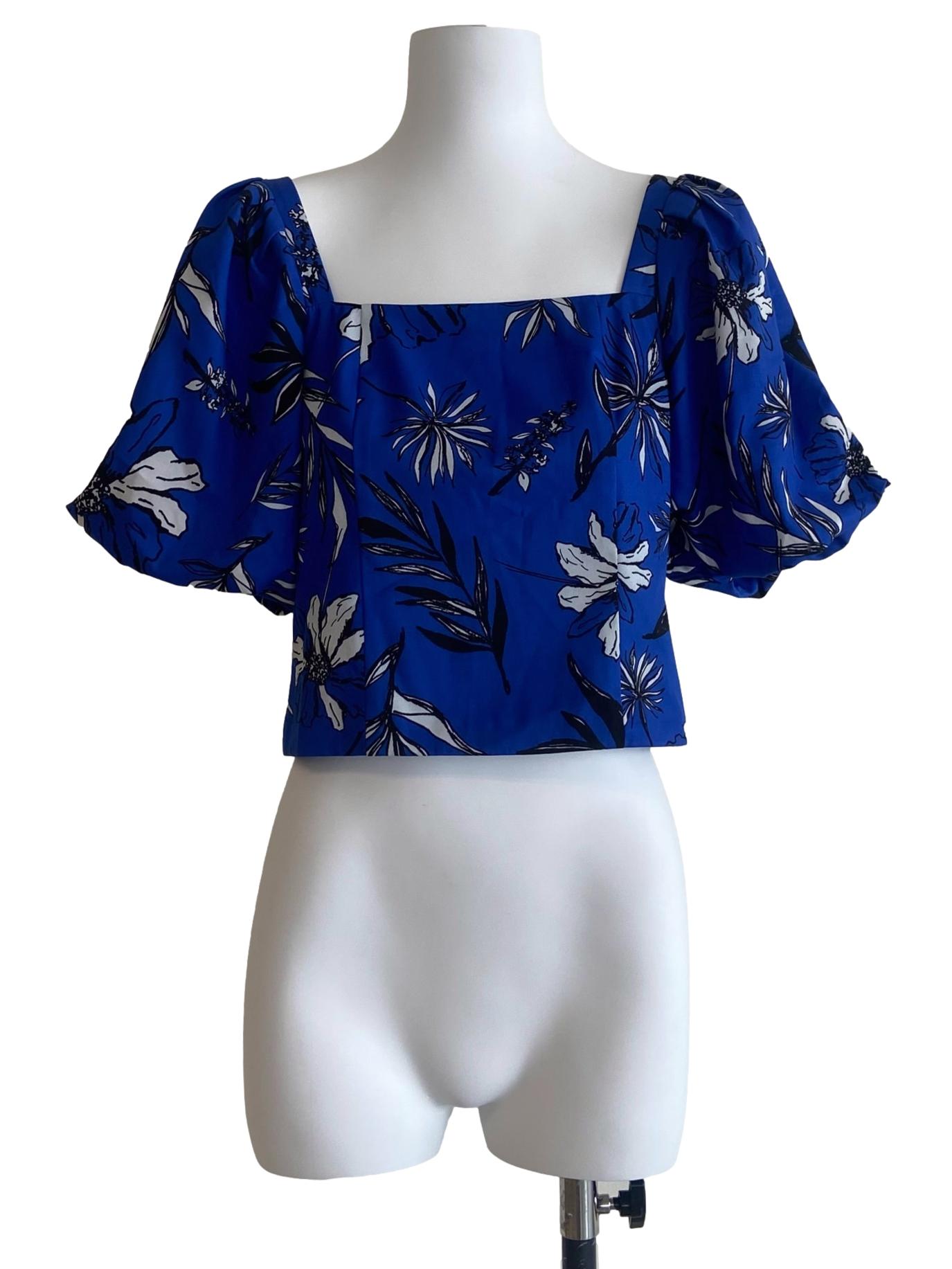 Cobalt Blue Floral Crop Top